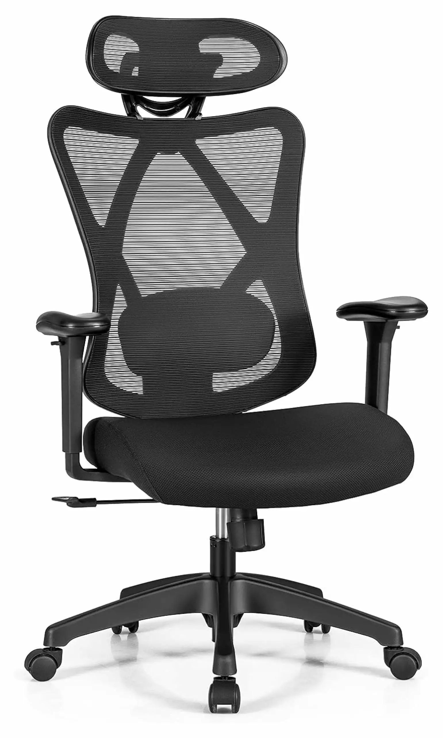 Jadona Ergonomic Office Chair Adjustable Lumbar Support Headrest and Armrests Black