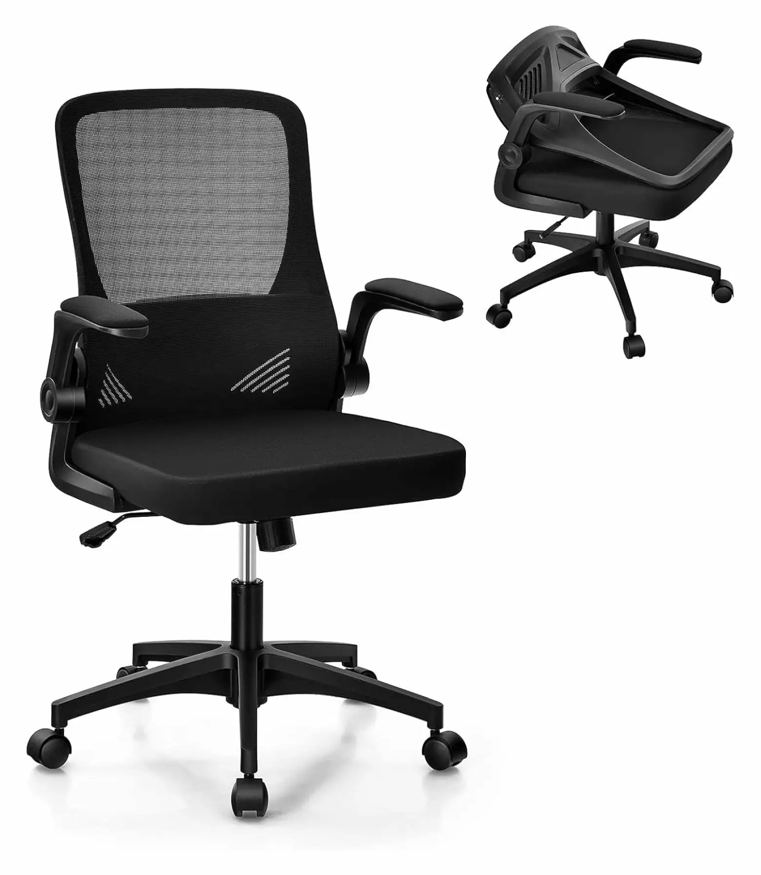 Killeryuki Ergonomic Office Chair Foldable Backrest Mesh Chair Lumbar Support Black