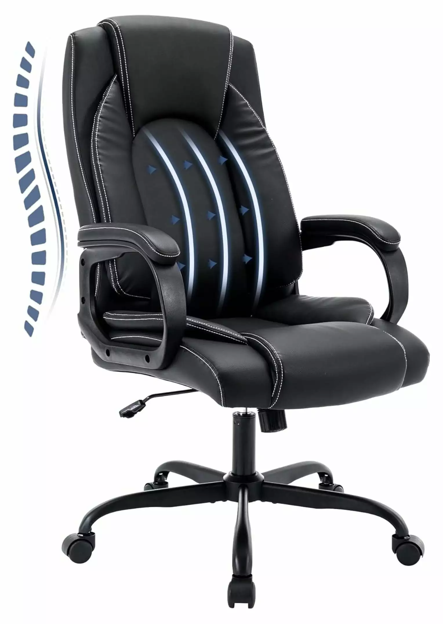 Home Office Chair Ergonomic High Back Cushion Lumbar Support and Armrest Black MAQING