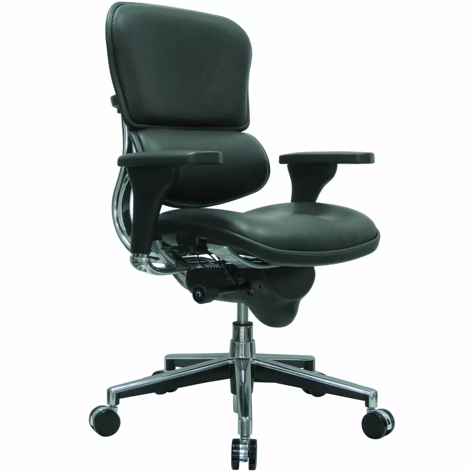 Eurotech Ergohuman Bonded Leather Mid Back Chair Black Chrome Raynor