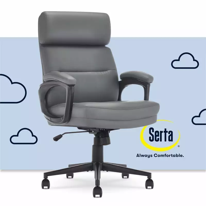 Serta Comfort Executive Ergonomic Mid Back Office Chair Bonded Leather Gray