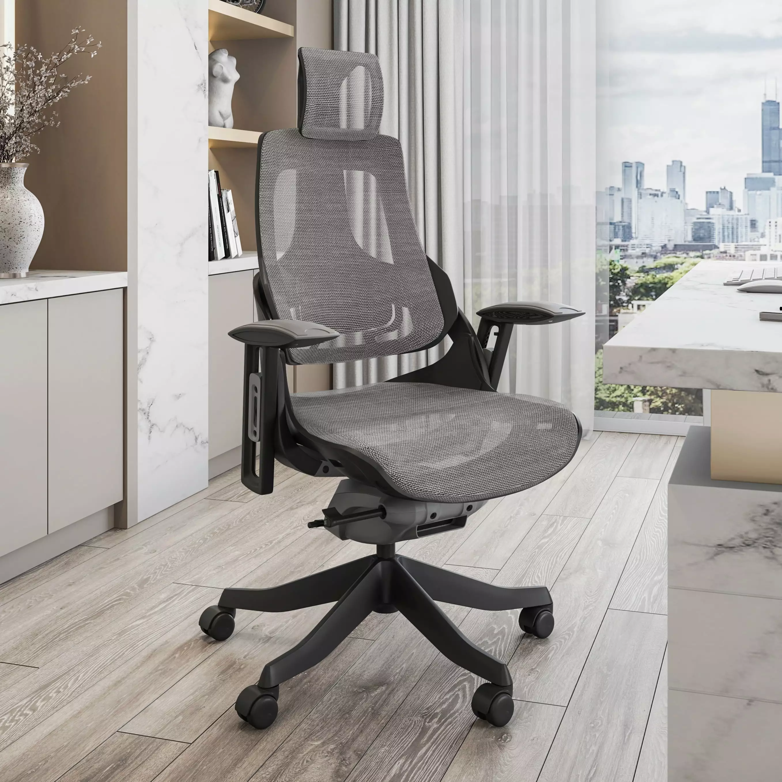 Techni Mobili Lux Ergonomic Executive Office Chair Adjustable Lumbar Support and Reclining Backrest