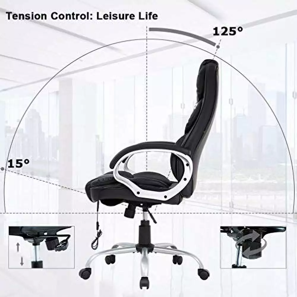 Ergonomic Office Desk Chair Computer Chair Lumbar Support Padded Armrests Adjustable Executive Rolling Swivel Task Chair B...