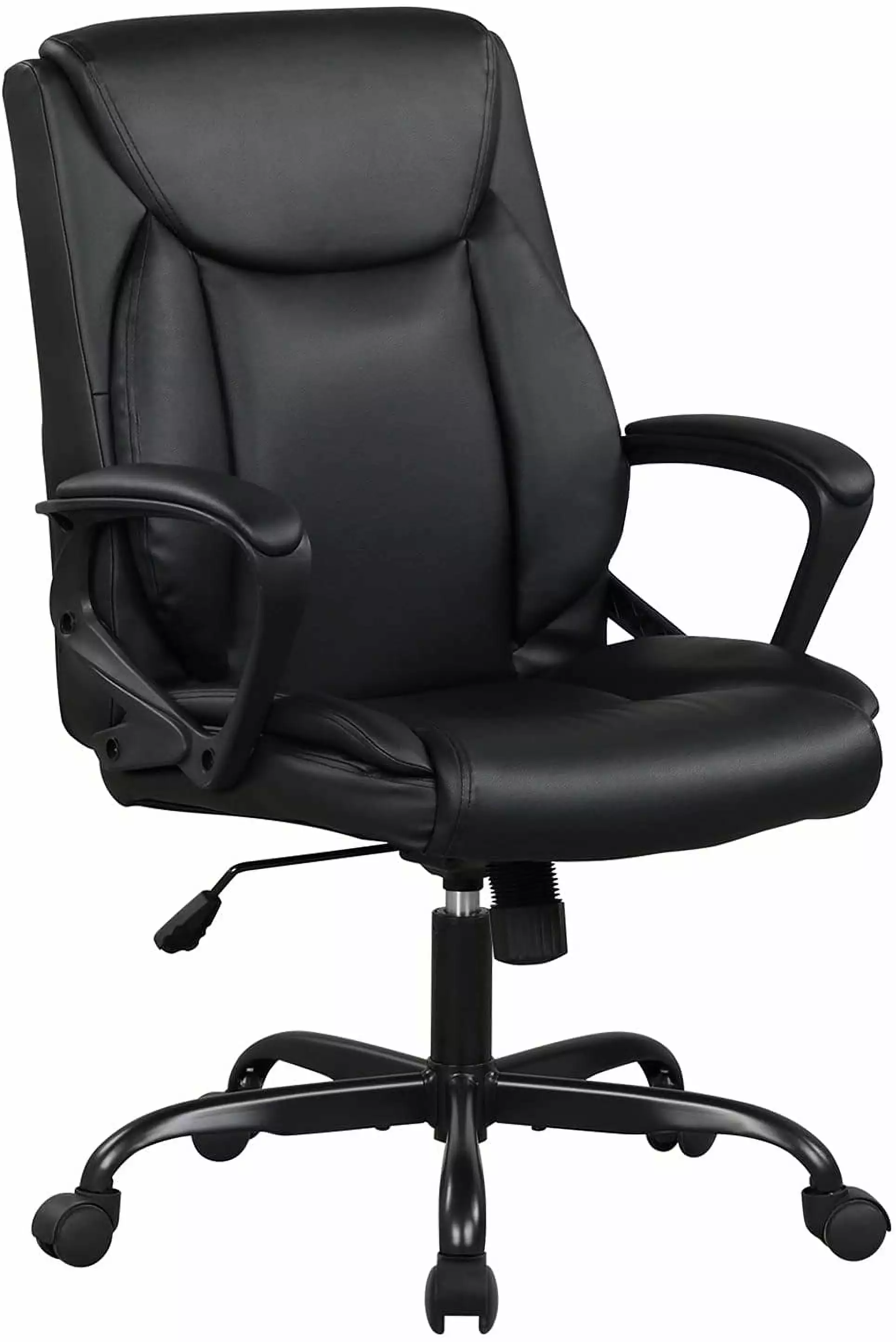Ergonomic Home Office Chair Lumbar Support Adjustable Armrest PU Leather Black TRAHOO