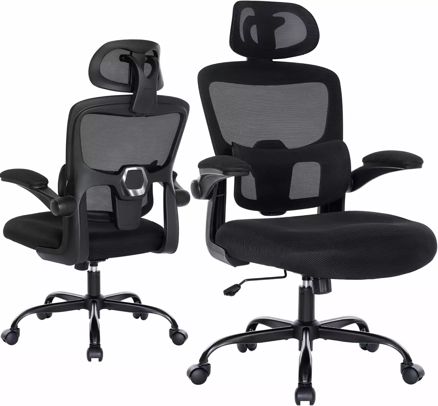 Ergonomic Office Chair Adjustable Lumbar Support High Back Desk Computer Chair Flip Arms Big Men TRAHOO