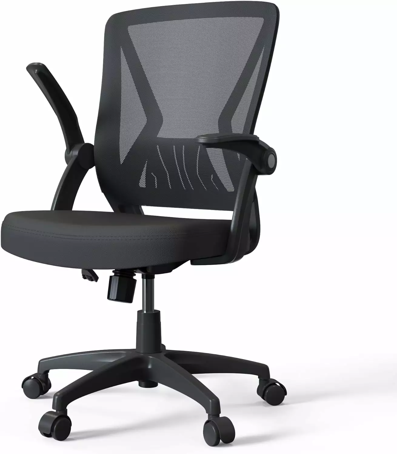 Ergonomic Swivel Mesh Computer Office Desk Chair Flip Up Arms and Lumbar Support Mid Back Black TRAHOO