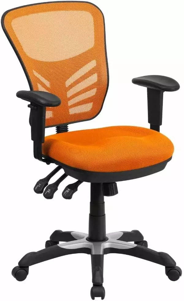 Nicholas Mid Back Swivel Office Gaming Chair Ergonomic Mesh Adjustable Lumbar Support Orange TRAHOO