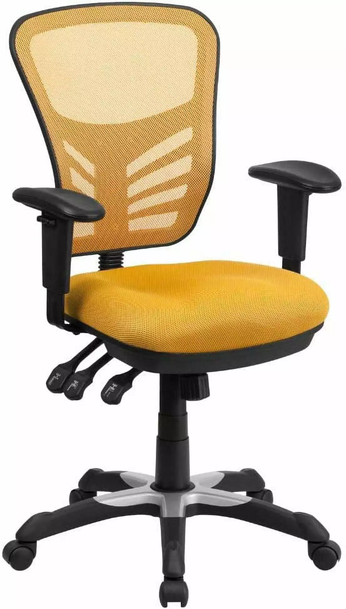 Nicholas Mid-Back Yellow-Orange Mesh Multifunction Executive Swivel Ergonomic Office Chair TRAHOO