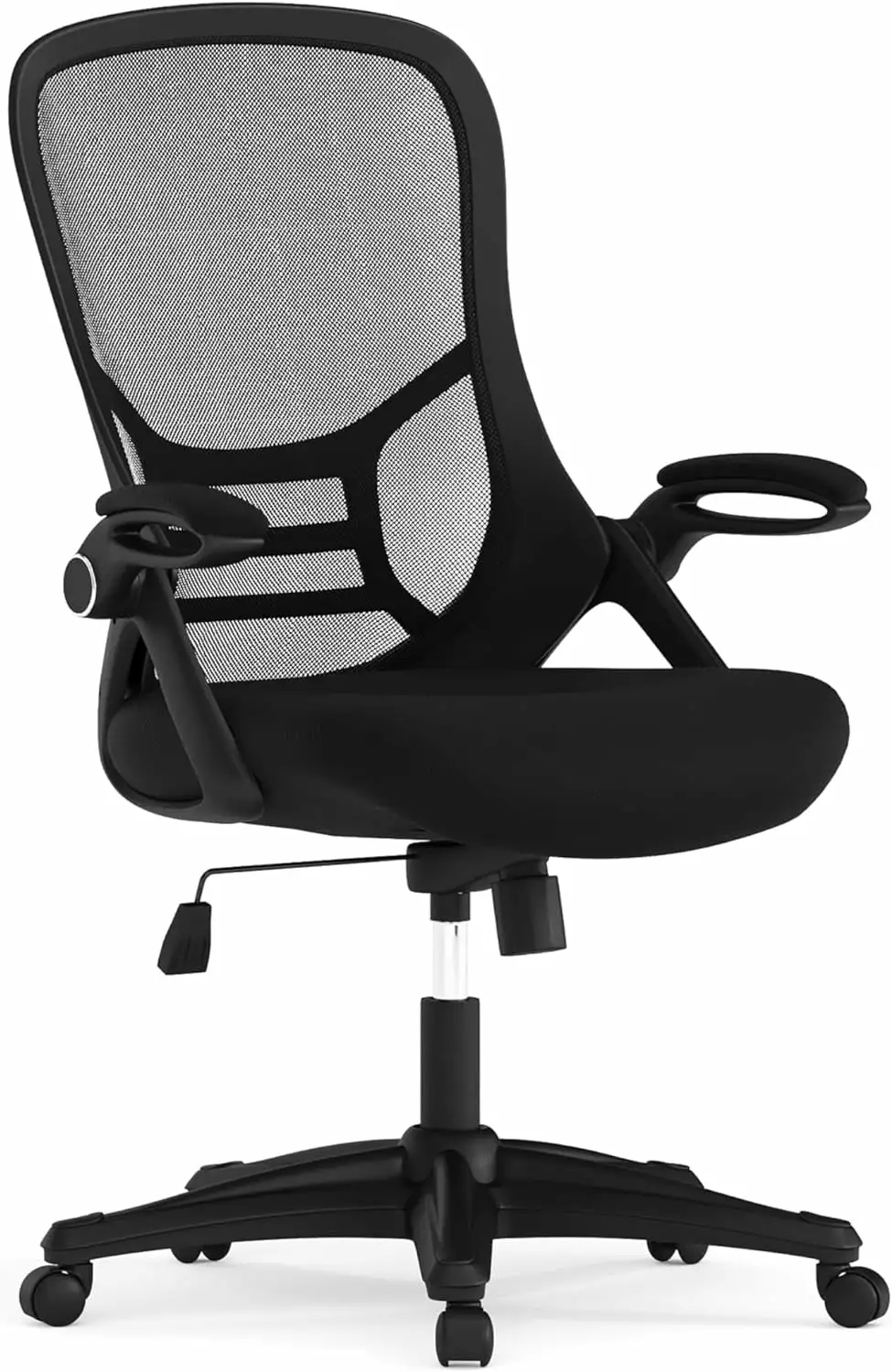 Porter High Back Black Mesh Ergonomic Office Chair Flip-Up Arms and Black Frame TRAHOO