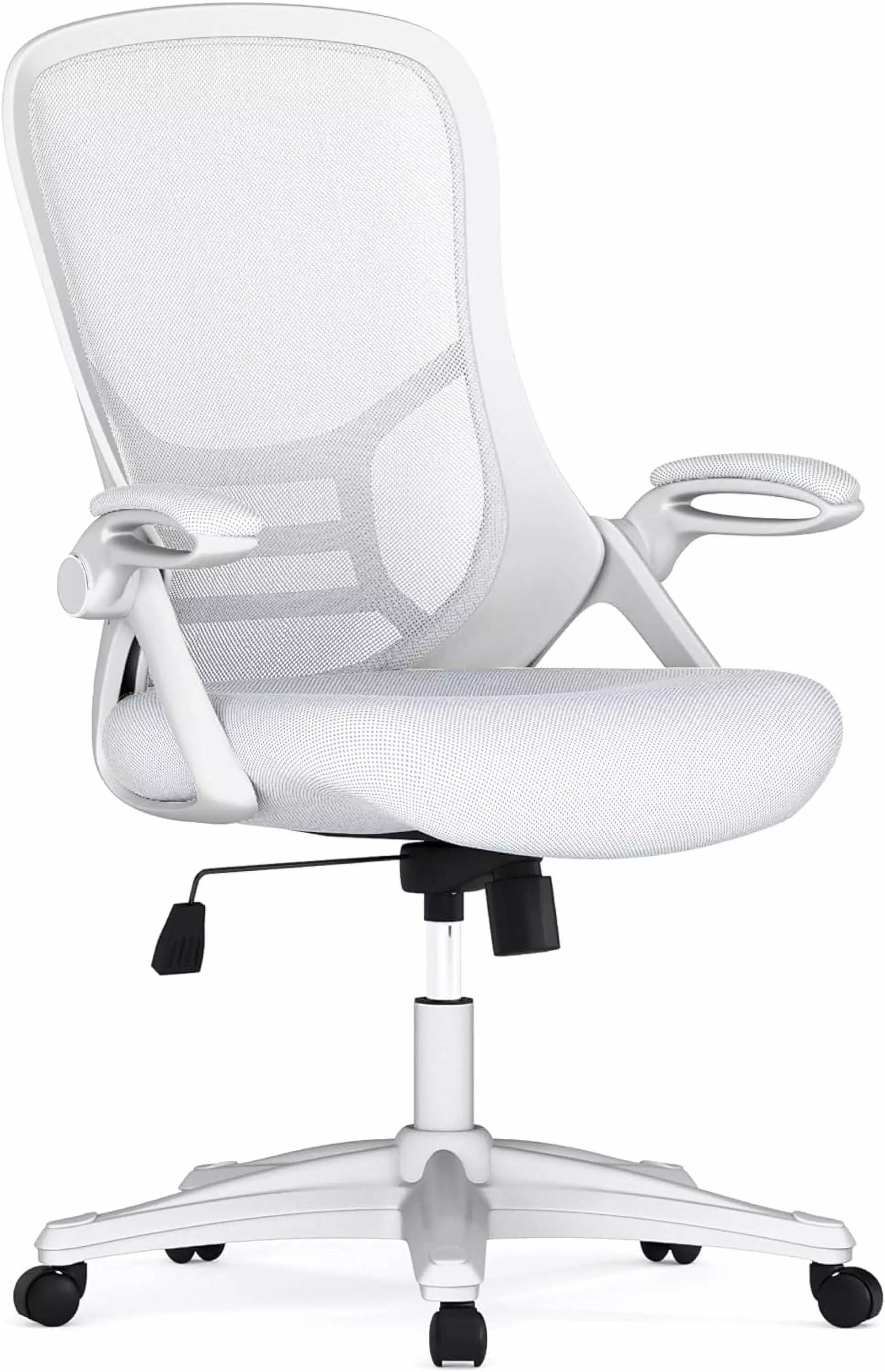Porter High-Back Swivel Office Chair - Adjustable Lumbar Support, Seat Height, Mesh Desk Chair, Flip-Up Armrests, White TR...
