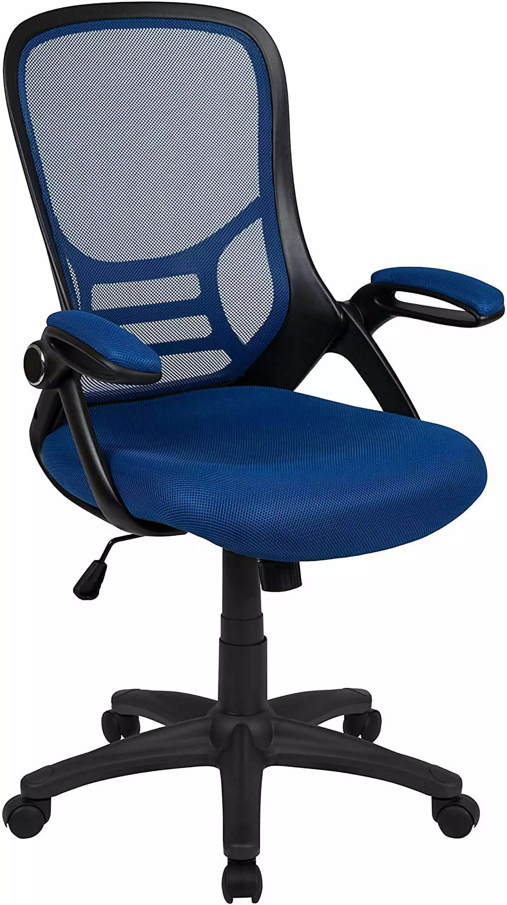 Porter High-Back Swivel Office Chair - Adjustable Lumbar Support, Seat Height, Mesh Desk Chair, Flip-Up Armrests, Blue/Bla...