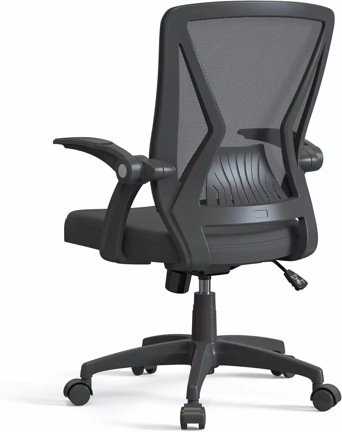 Swivel Mesh Ergonomic Office Chair Flip Up Arms and Lumbar Support - Black TRAHOO