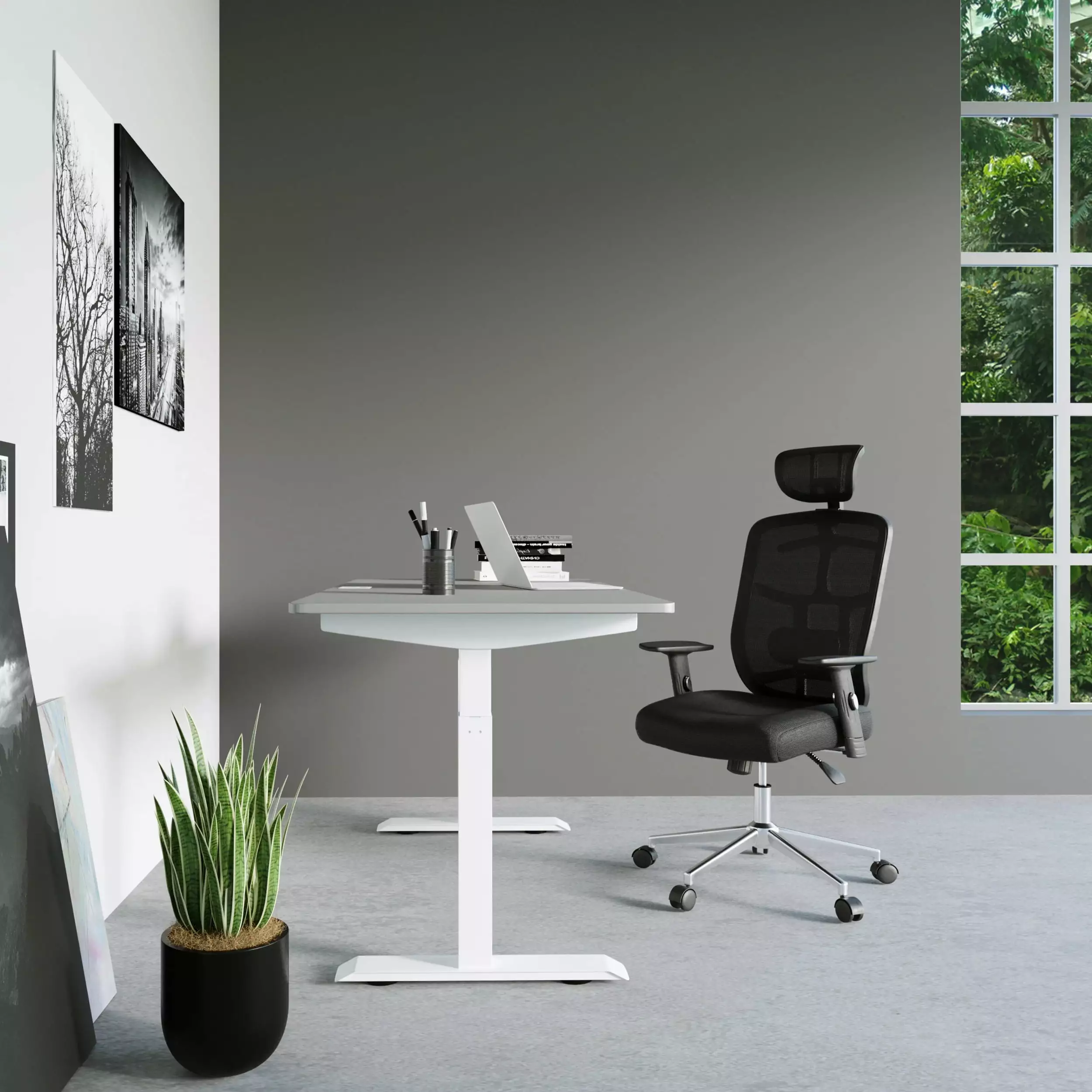 High Back Executive Mesh Office Chair Arms - Lumbar Support and Chrome Base Black unknown