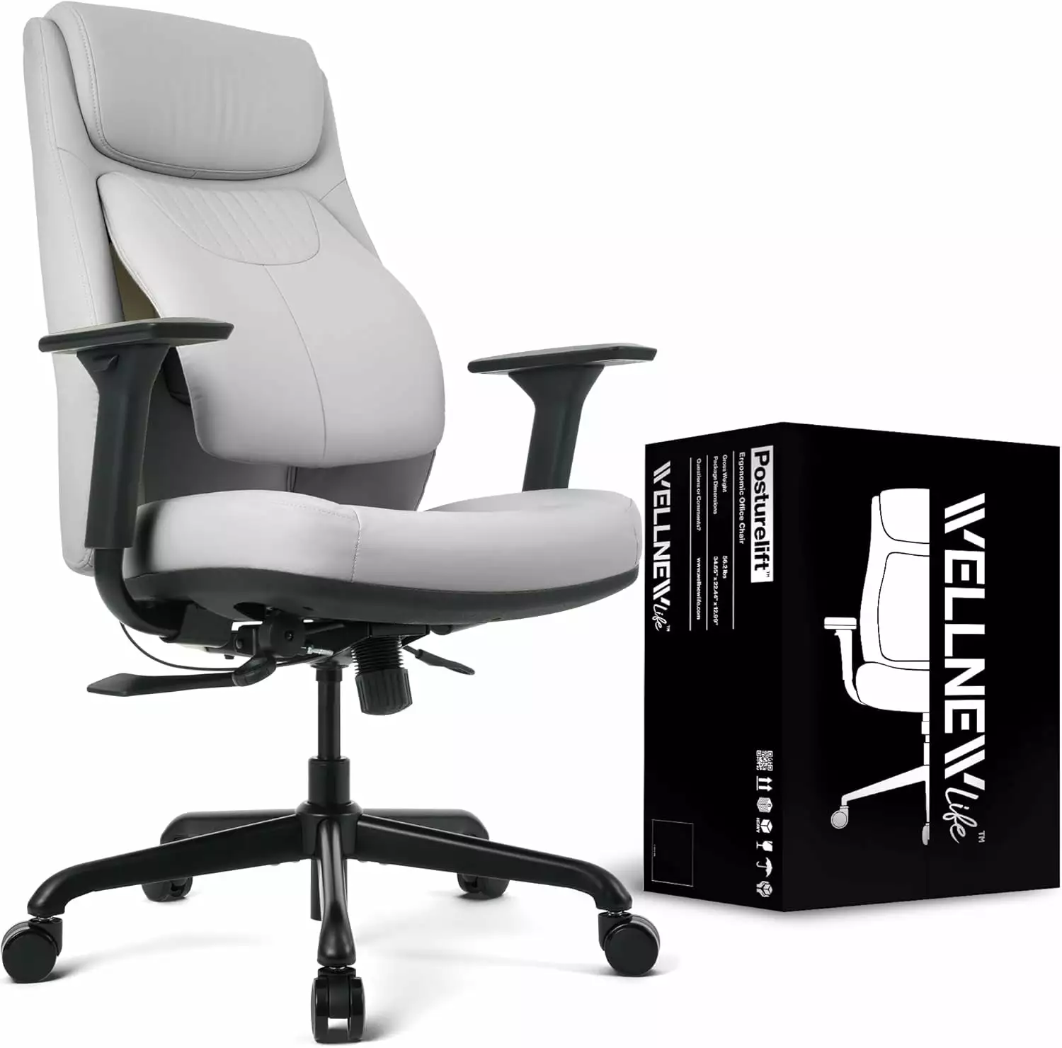 Posturelift Ergonomic Office Chair Pebble Grey Adjustable Height WELLNEWLIFE