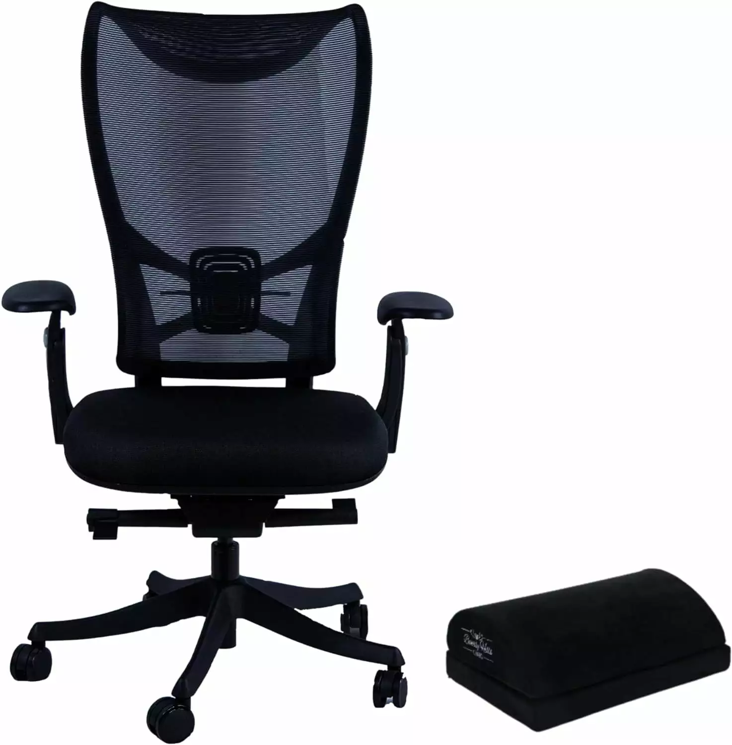 WESTHOLME High Back Ergonomic Office Chair Adjustable Lumbar Support and Foot Cushion - Black