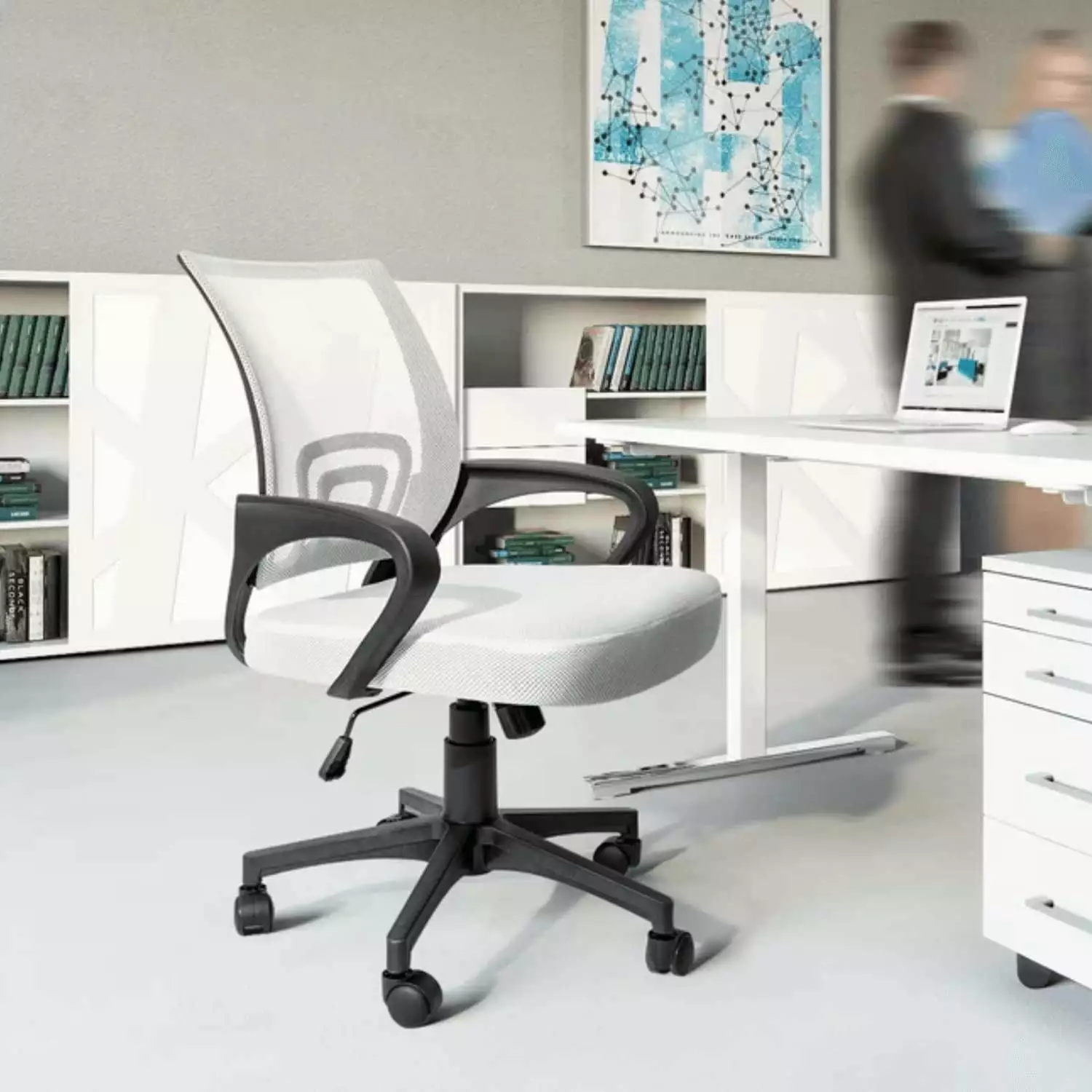 Ergonomic Mid Back Mesh Office Chair Lumbar Support and Adjustable Height WRP
