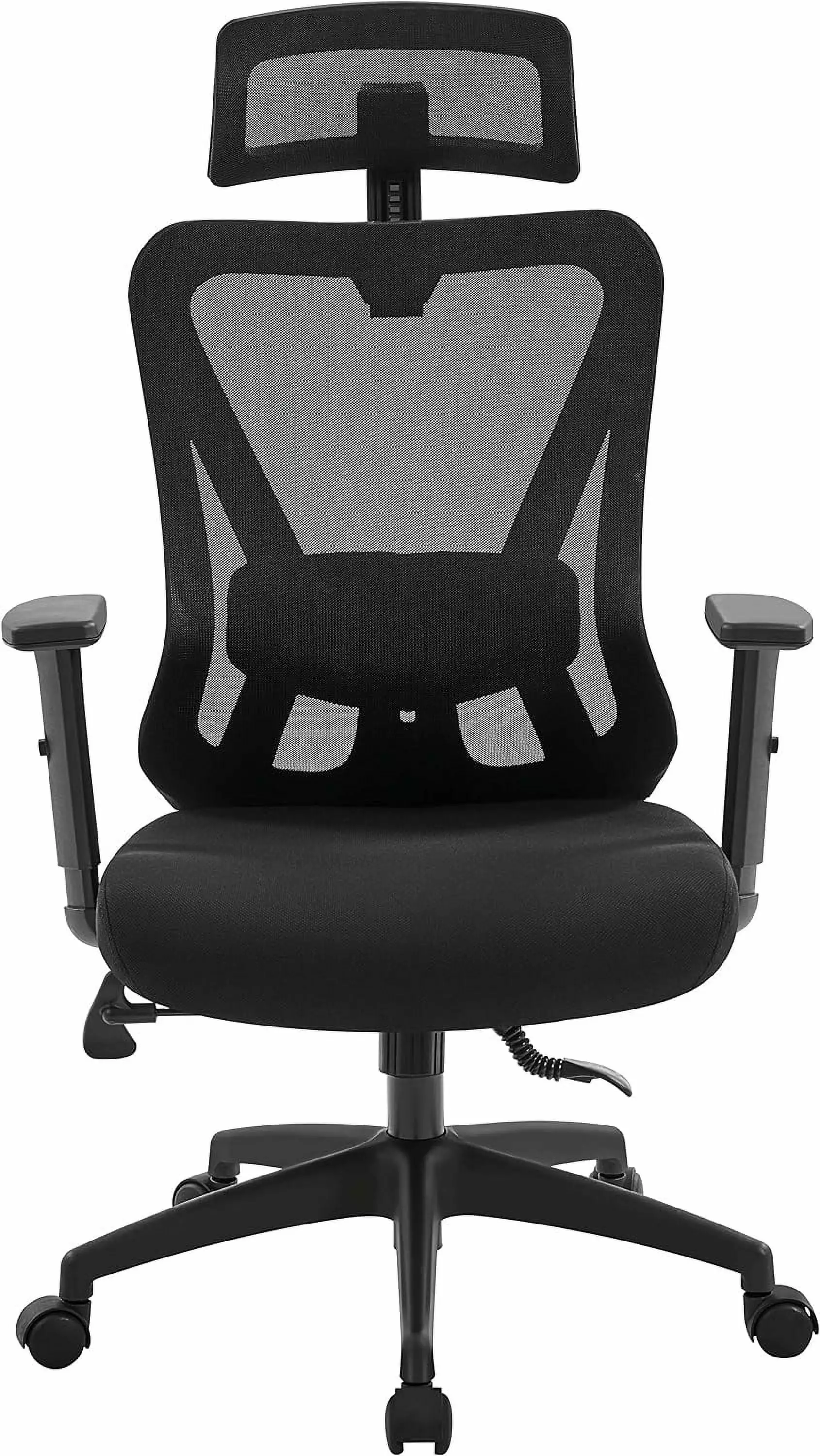 Office Desk Chair Ergonomic Computer Desk Chair Adjustable Headrest Armrests and Lumbar Support Black WRP