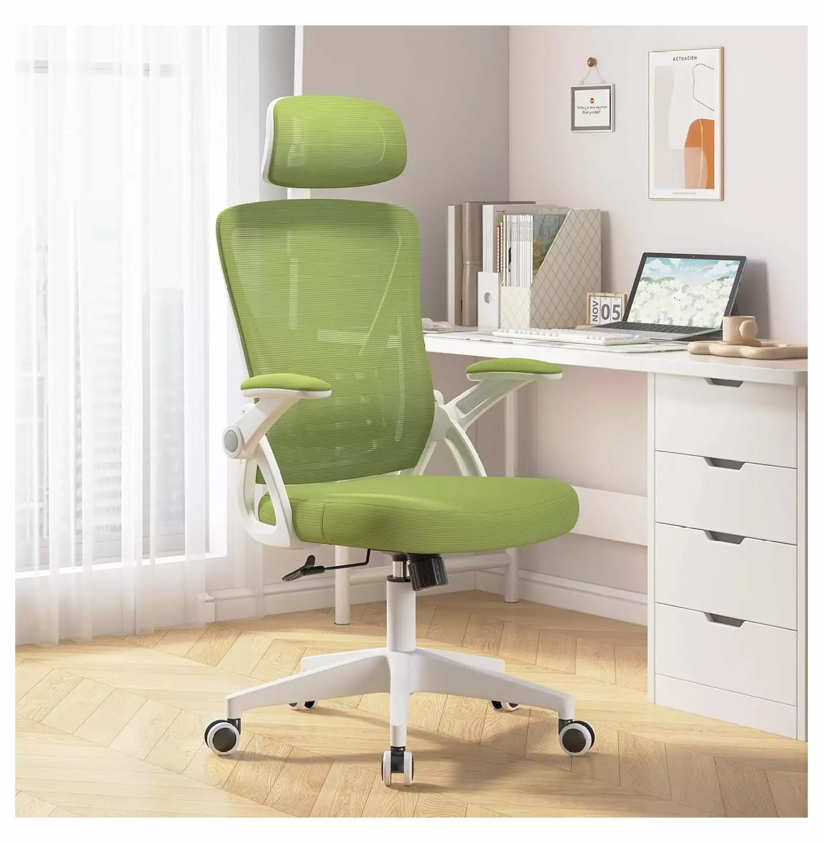 ZeloraGildan Ergonomic Office Chair Back Desk Chair Adjustable Height Swivel Chair Up Arms and Lumbar Support Breathable M...