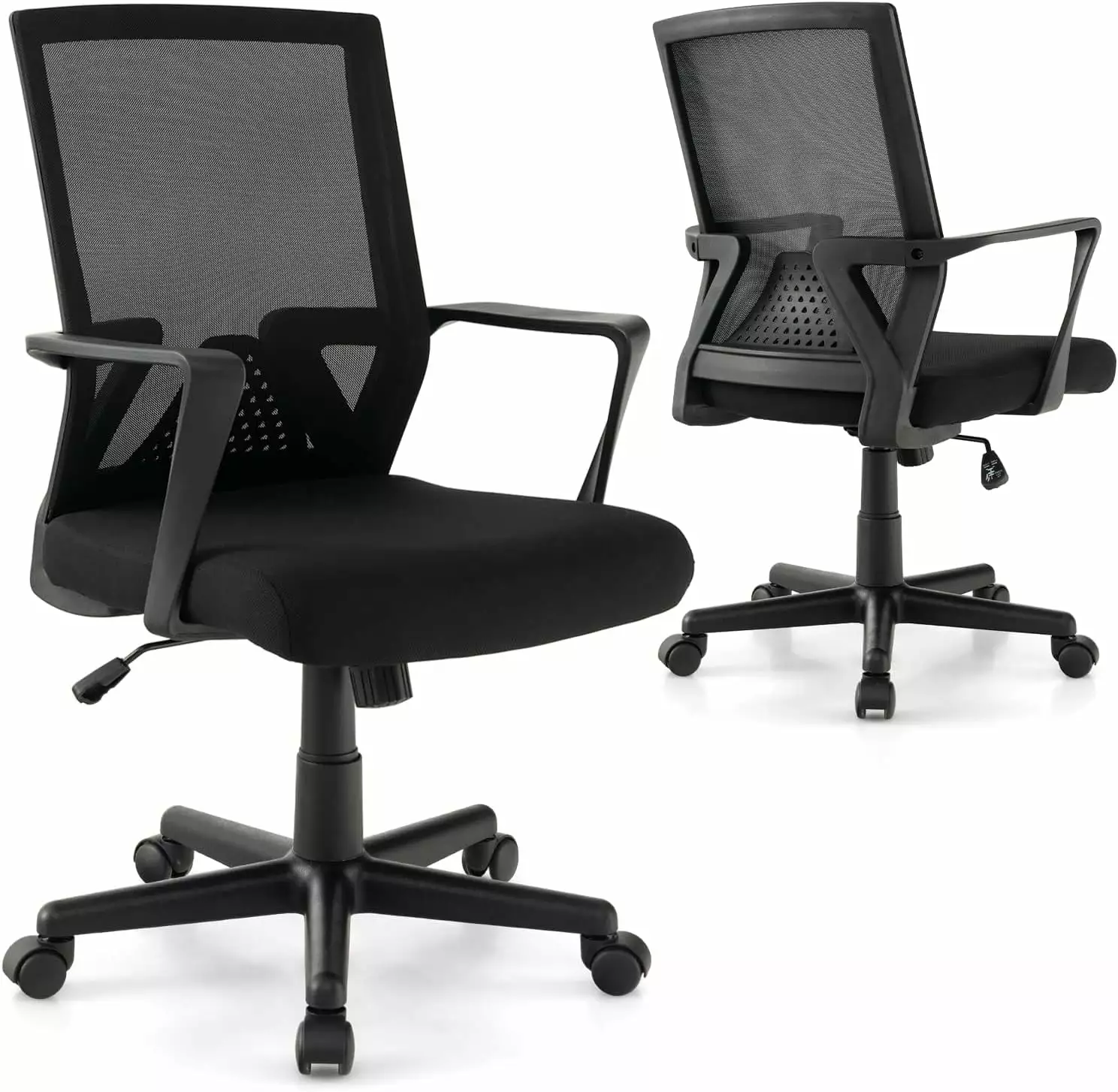 Ergonomic Mesh Office Chair Lumbar Support Wheels and Armrests Mid Back Adjustable Task Chair ZKQ
