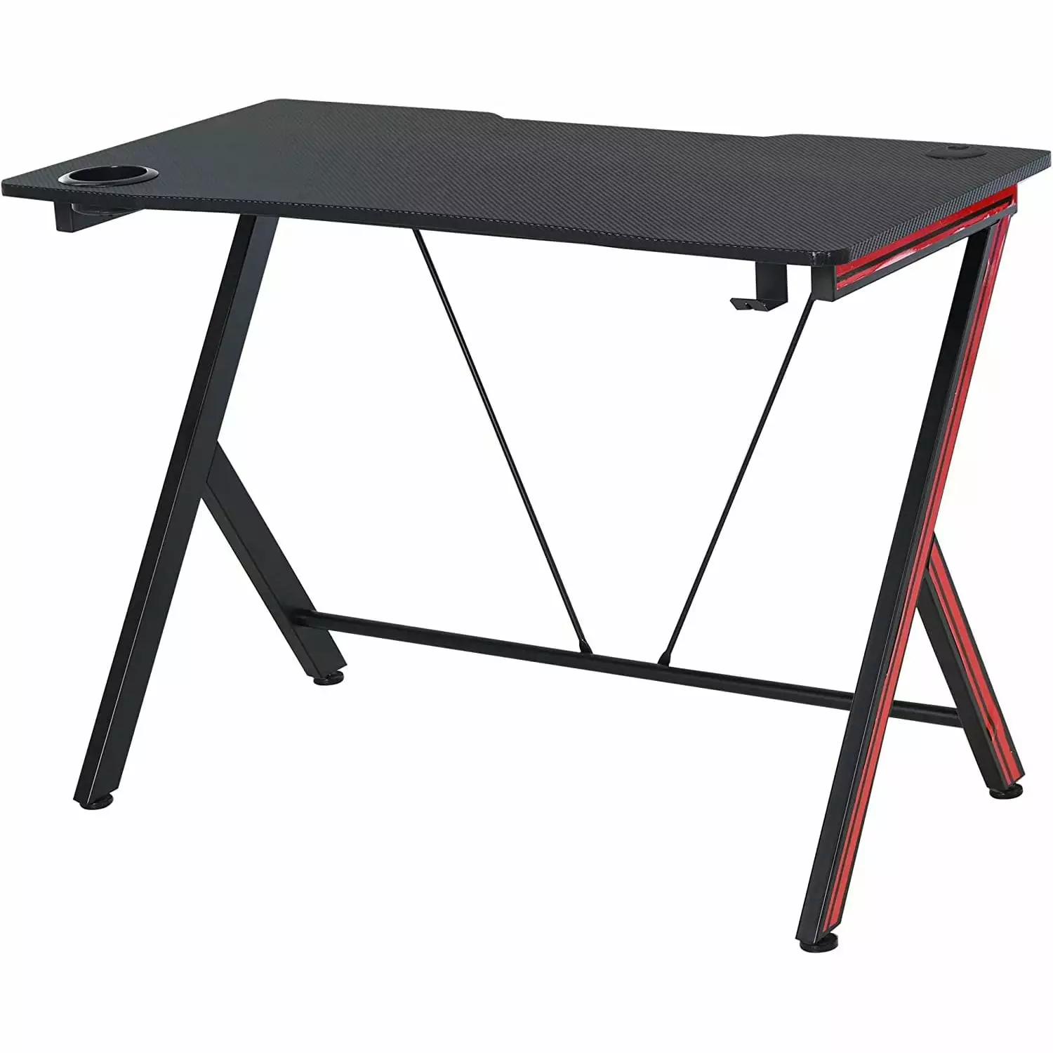 41 Inch Bilot Gaming Computer Desk Home Office Gamer Table Workstation Cup Holder Headphone Hook Cable Management Carbon F...