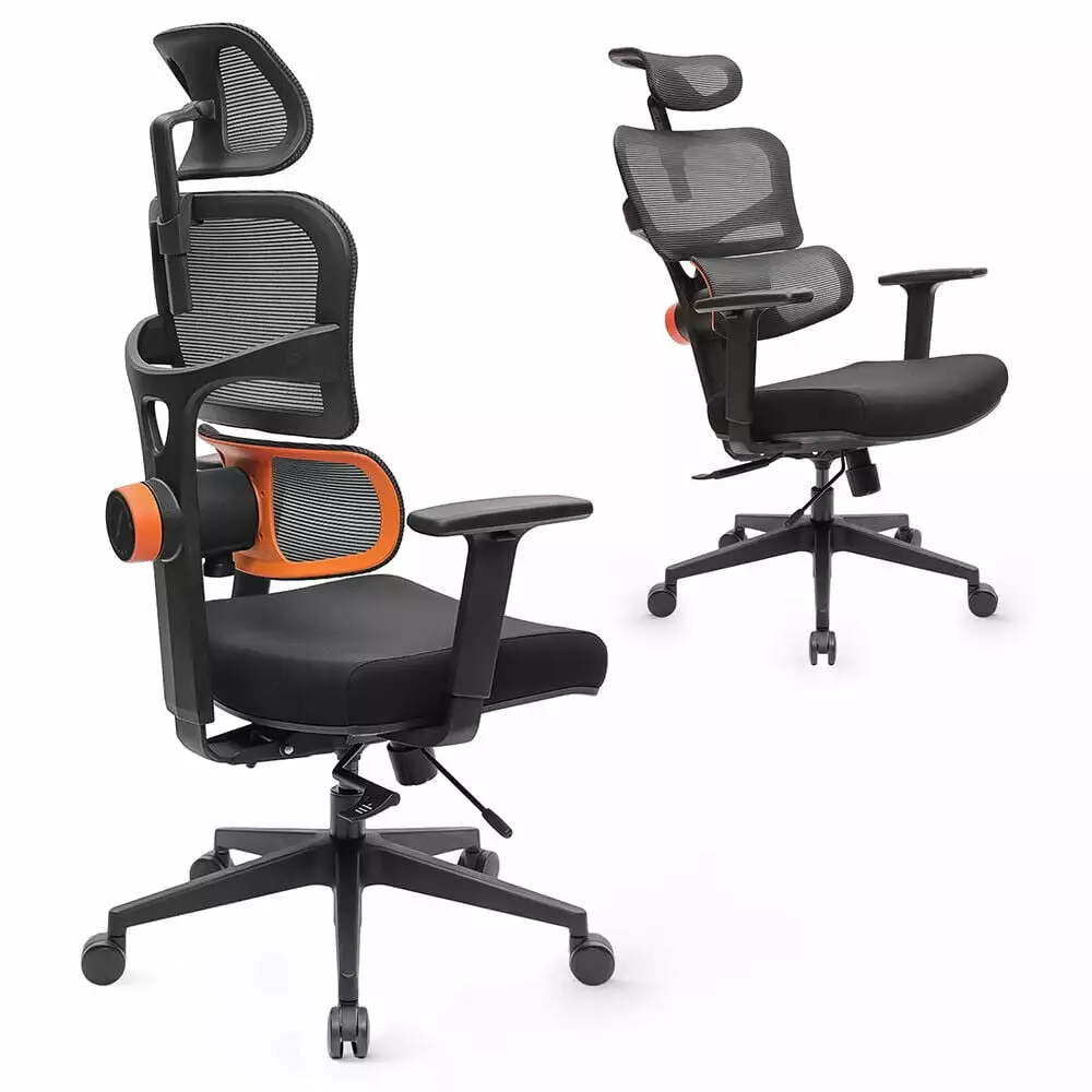 CJC Ergonomic Office Chair High Back Desk Chair Lumbar Support Tilt Function 3D Armrest Gaming Home Office