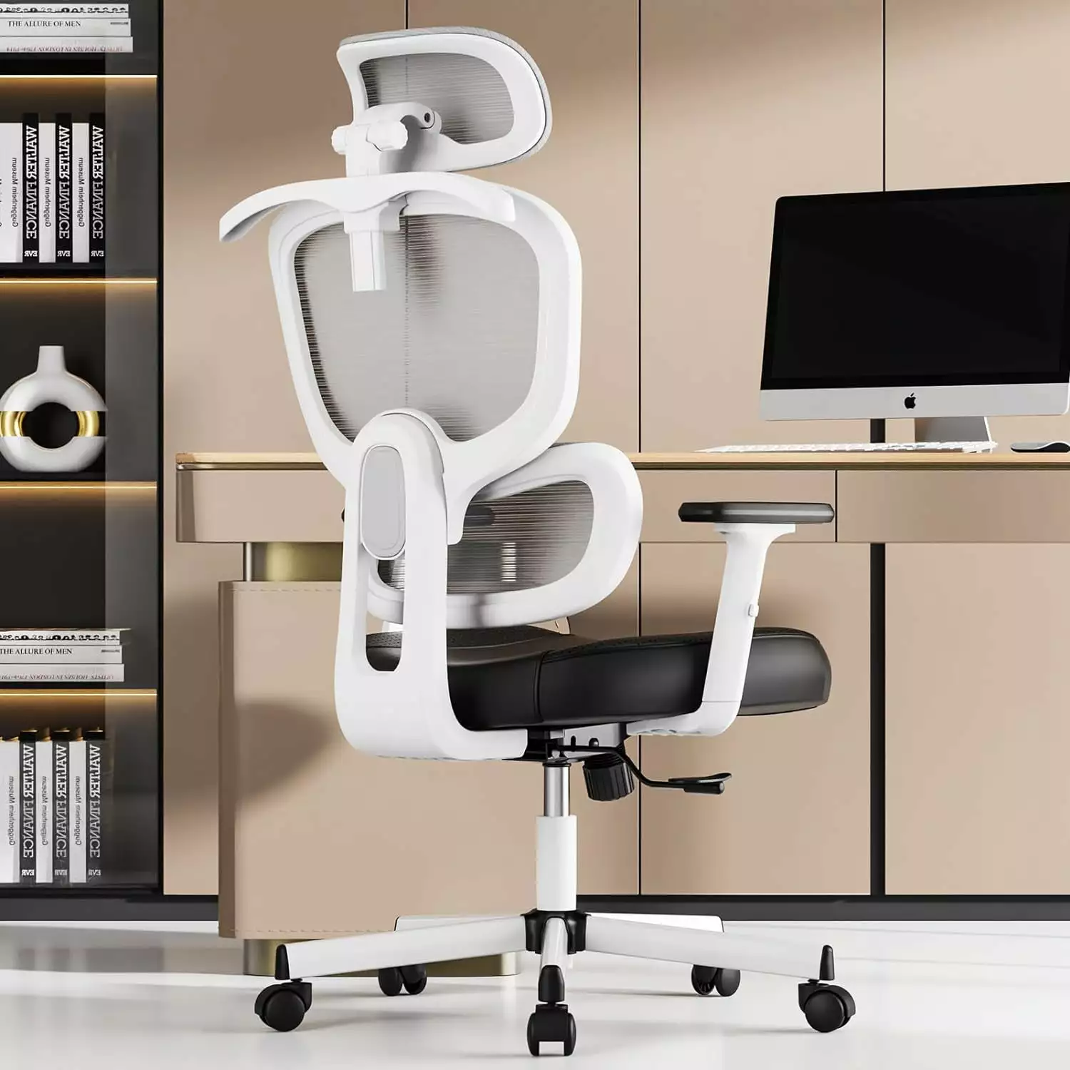 Ergonomic Office Chair High Back Big and Tall Reclining Mesh Computer Desk Chair Lumbar Support Adjustable Armrests FJU