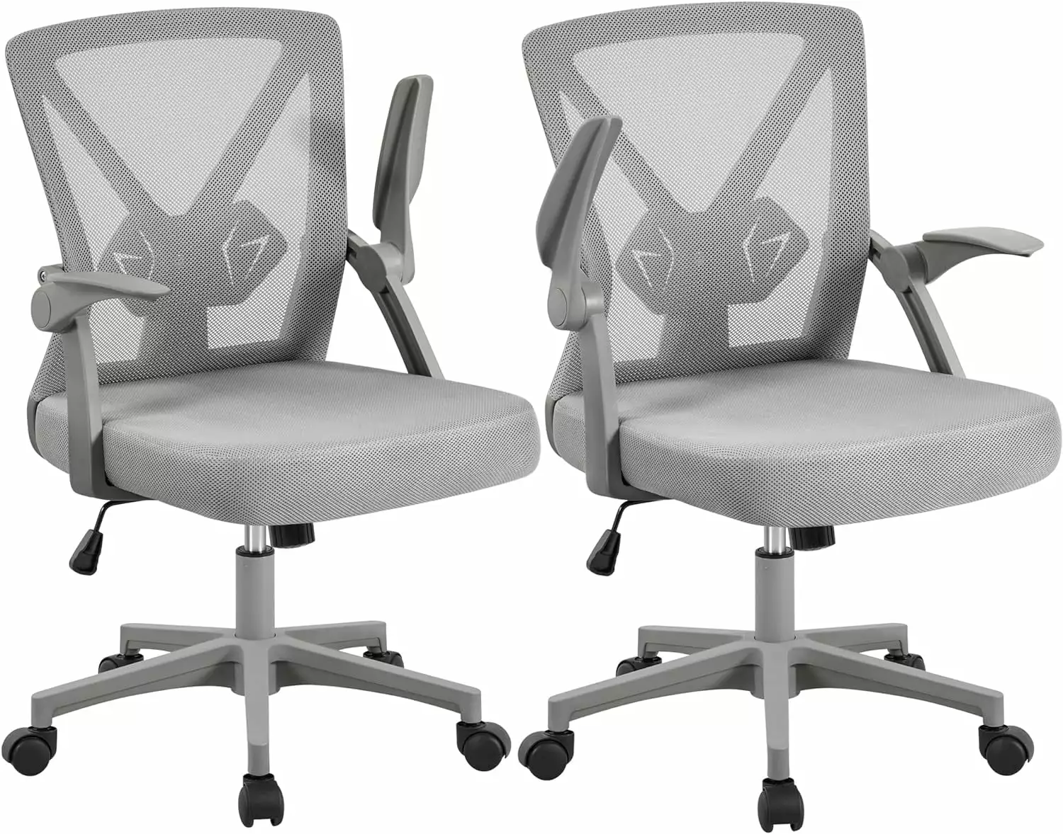 FJU Set 2 Ergonomic Office Chair Swivel Desk Chair Mesh Computer Chair Flip-up Armrests Adjustable Height