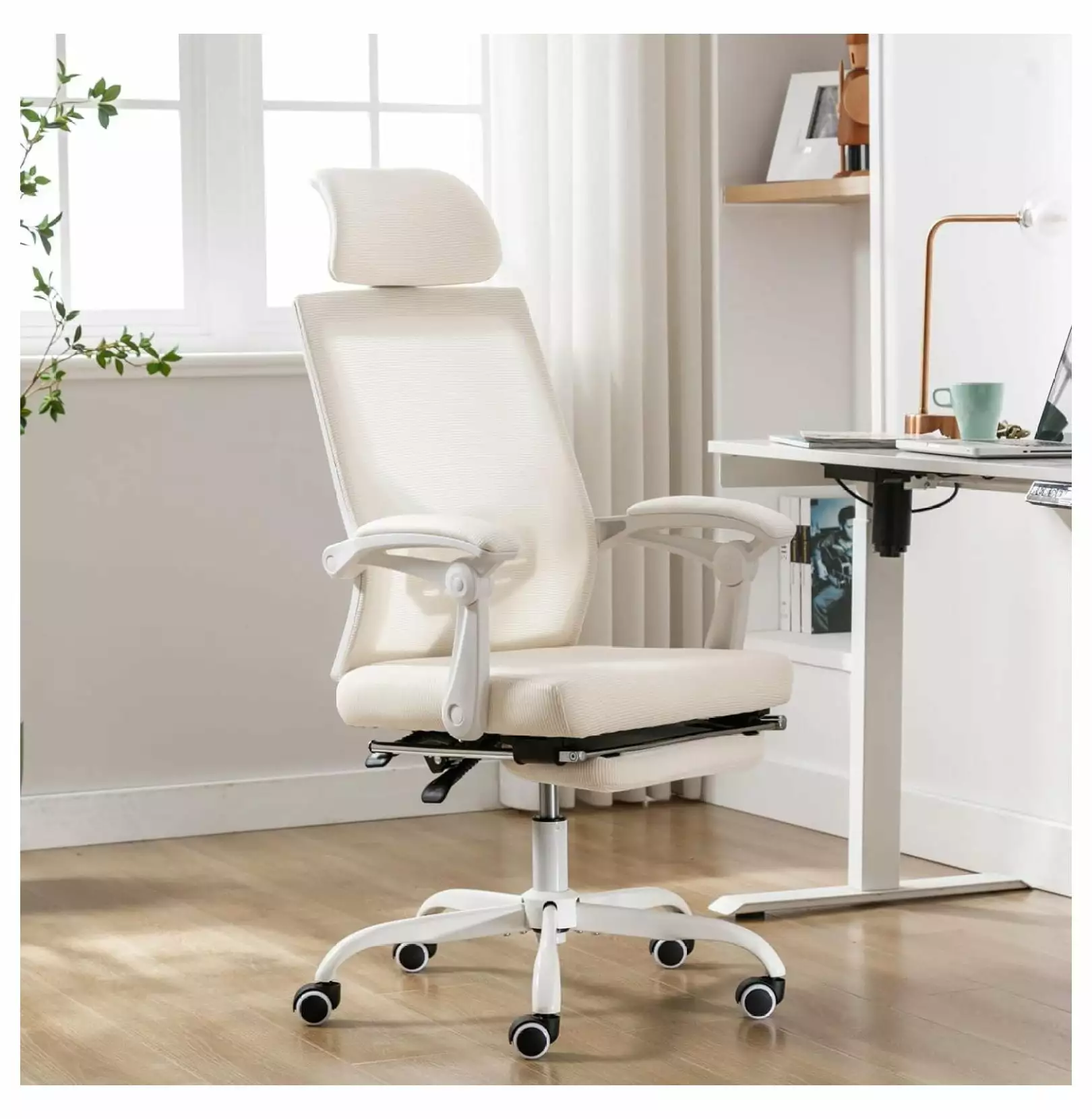 Mesh Ergonomic Office Chair Footrest Headrest Backrest 90-135 Adjustable Computer Executive Desk Chair 360 Swivel Wheels G...