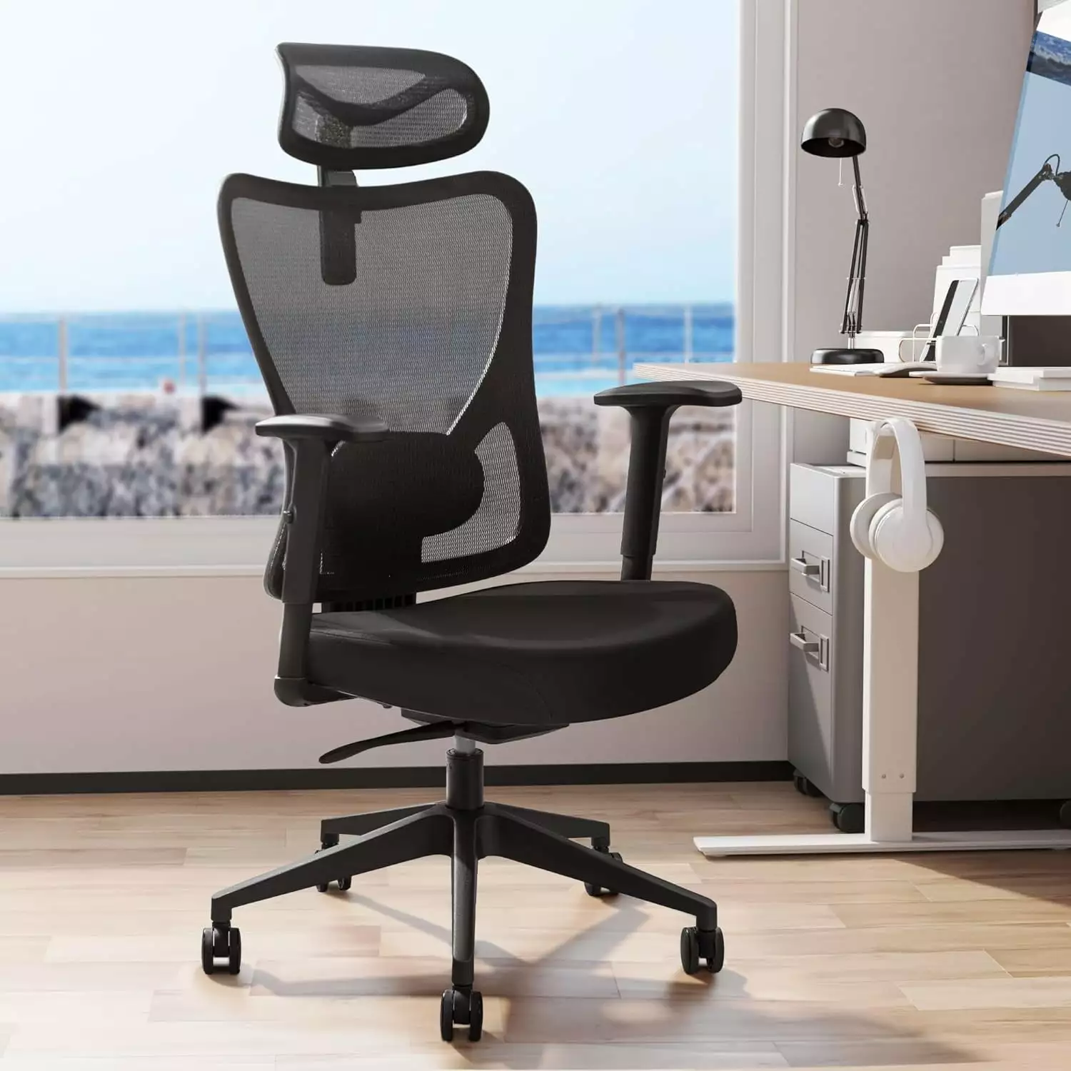 Ergonomic Office Chair High Back Desk Chair Headrest and Adjustable Lumbar Support GJDRTBJU
