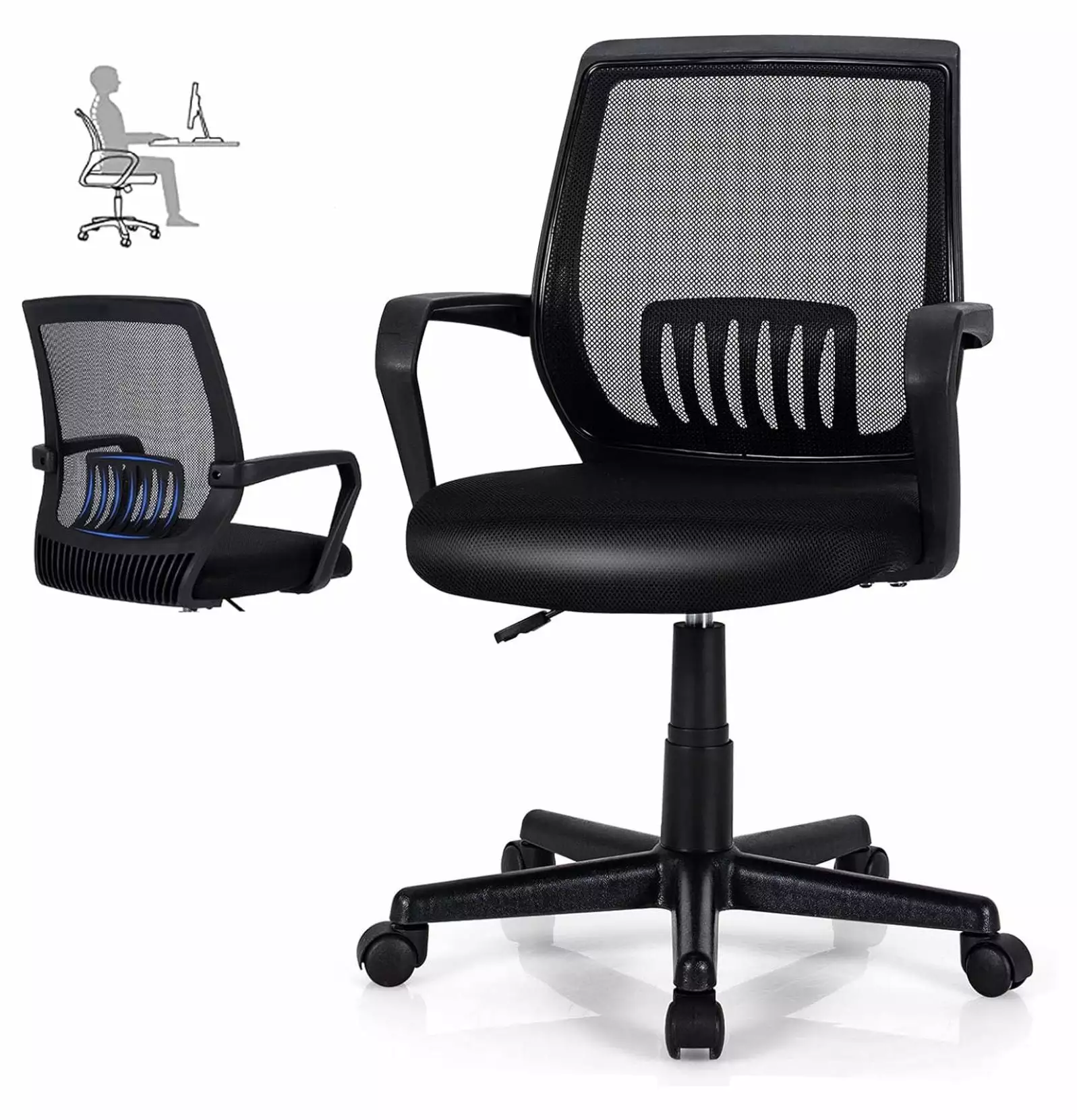 Keeomi High Back Ergonomic Office Chair Lumbar Support Adjustable Swivel Task Chair