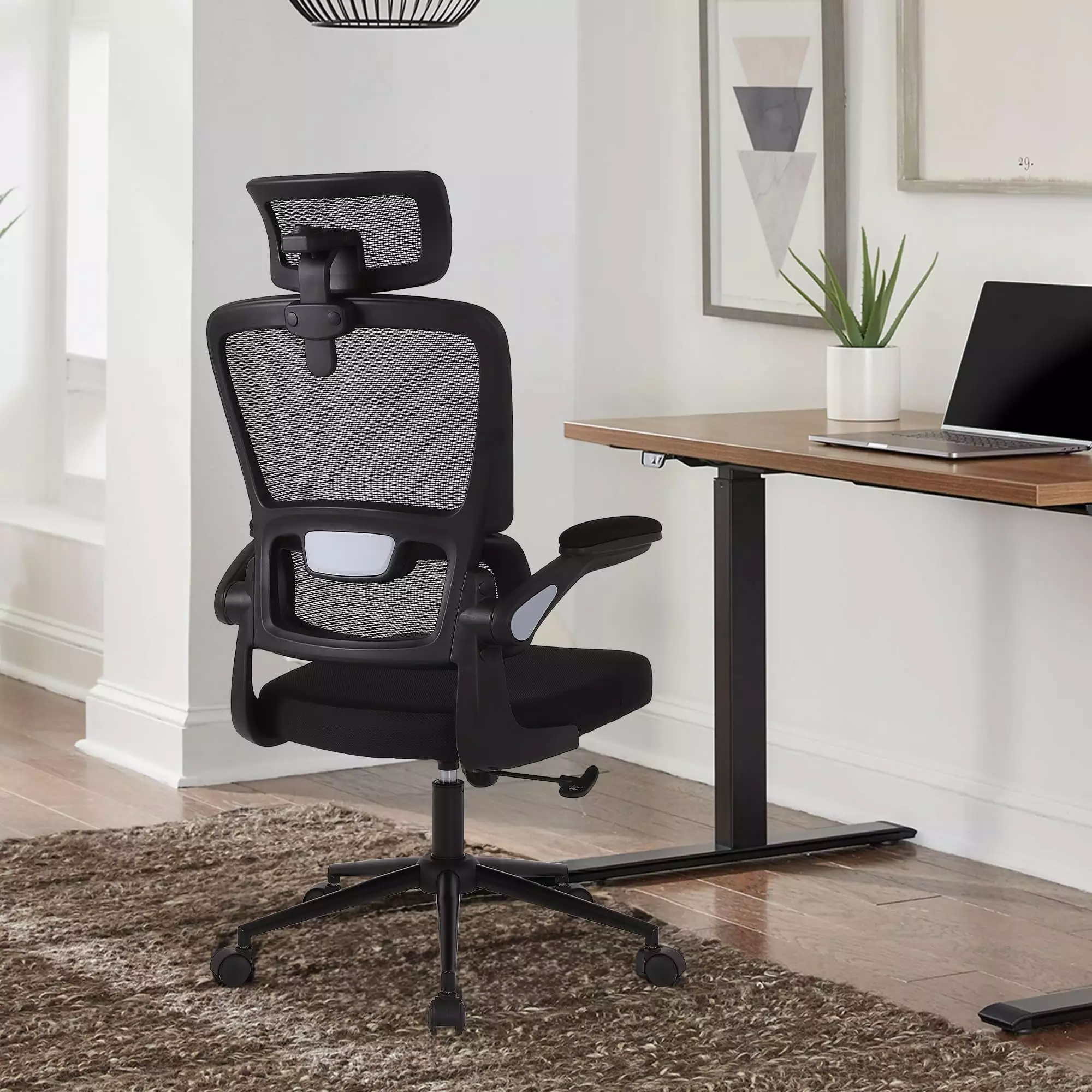 Ergonomic Office Chair Adjustable Computer Desk Chair Lumbar Support Headrest Flip-Up Armrests High-Back Mesh Executive Ta...