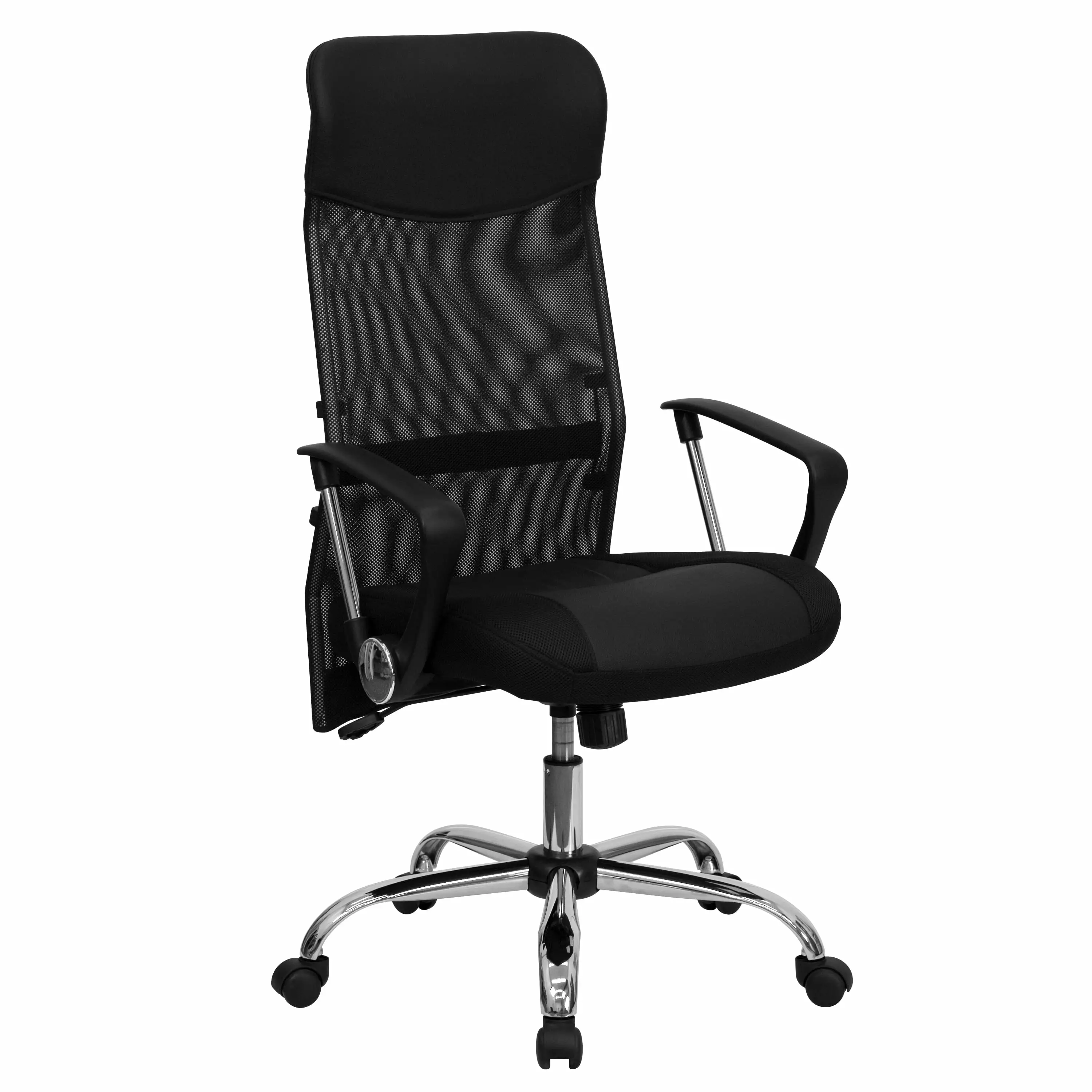 Line Furniture Couture Black Leather and Mesh Swivel Adjustable Office Chair
