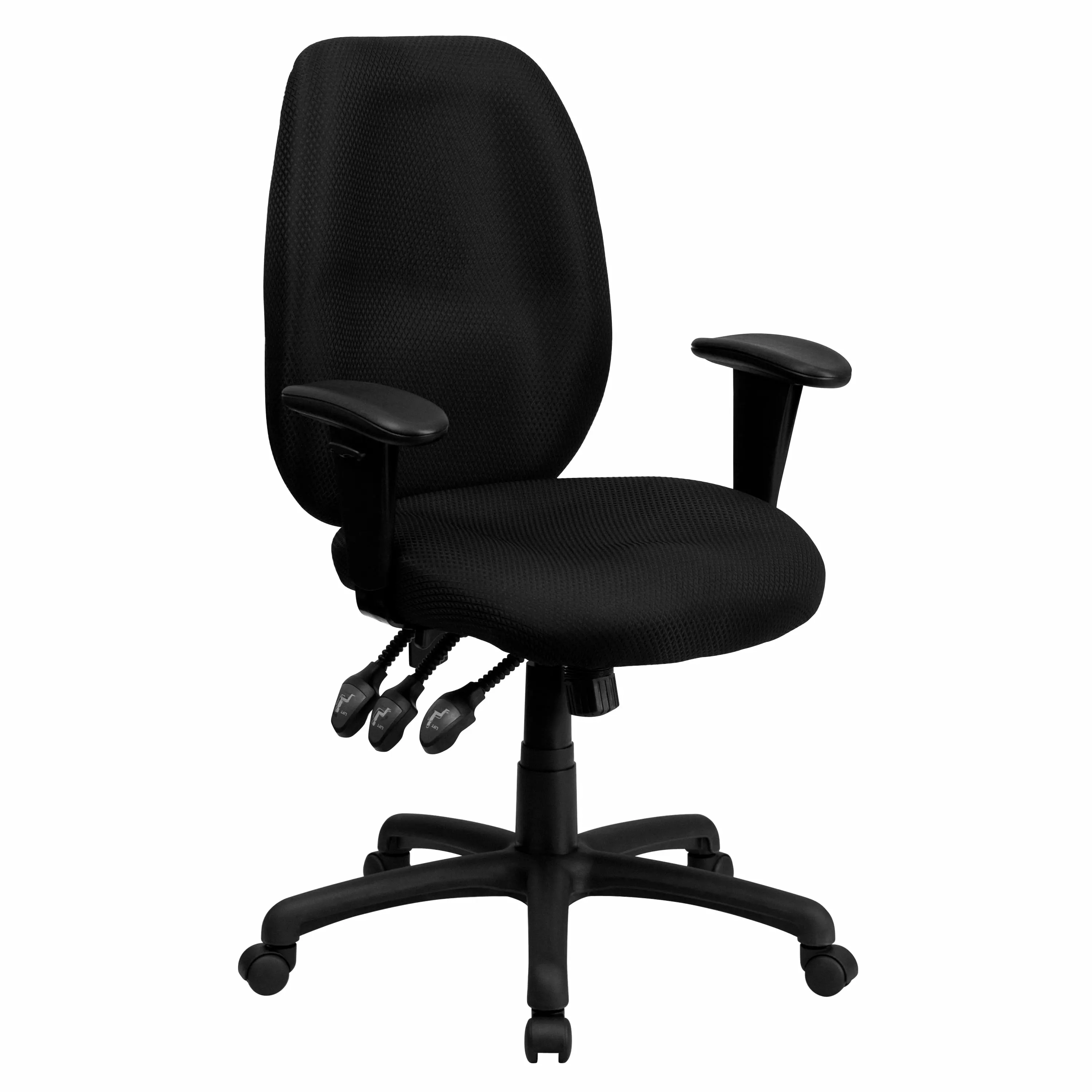 Line Furniture Fay Black Fabric Multi-functional Executive Swivel Office Chair Height-adjustable Arms