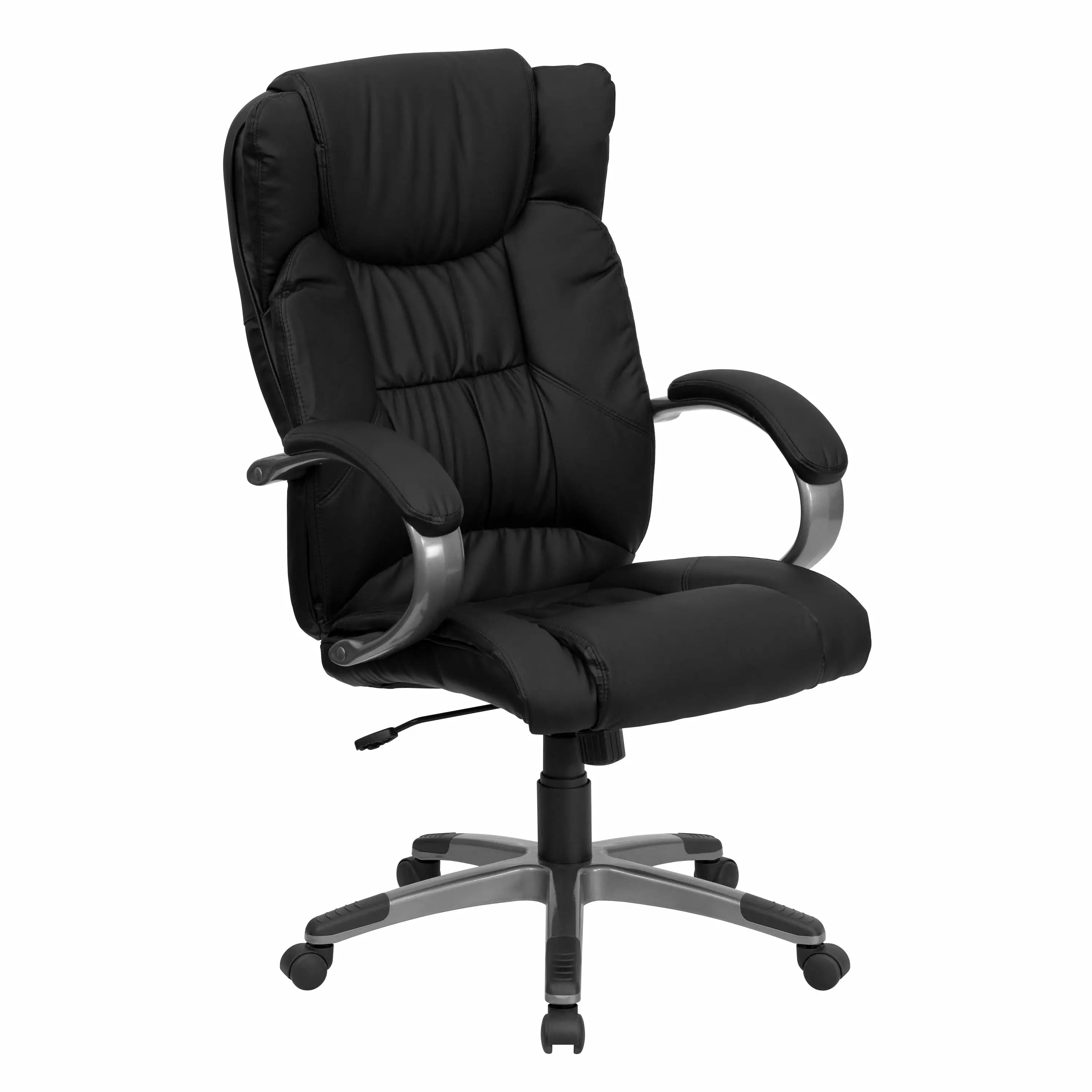 Line Furniture Grimo Black Leather Executive Adjustable Swivel Office Chair Padded Loop Arms