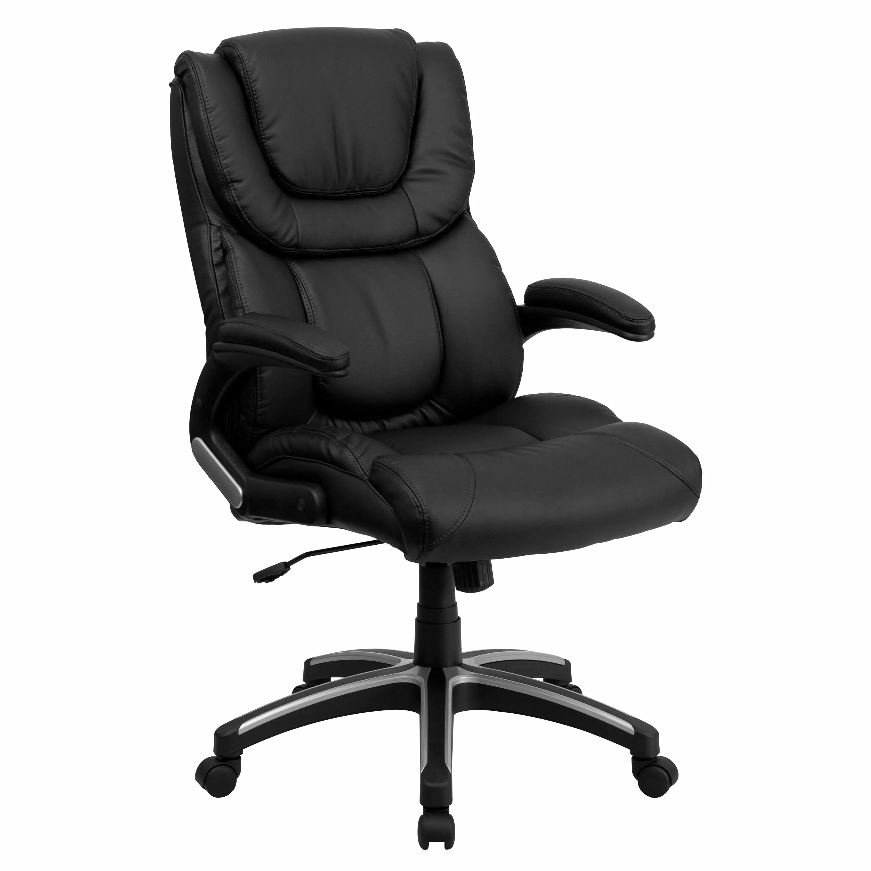 Line Furniture Horg Black Leather Executive Adjustable Swivel Office Chair - Modern Design