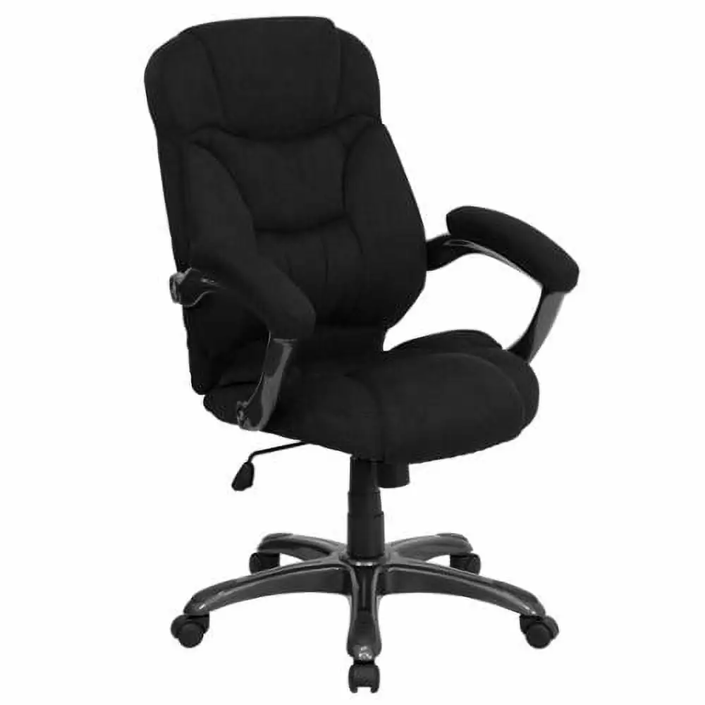 Line Furniture Madrid Executive Black Microfiber Adjustable Swivel Office Chair Padded Arms