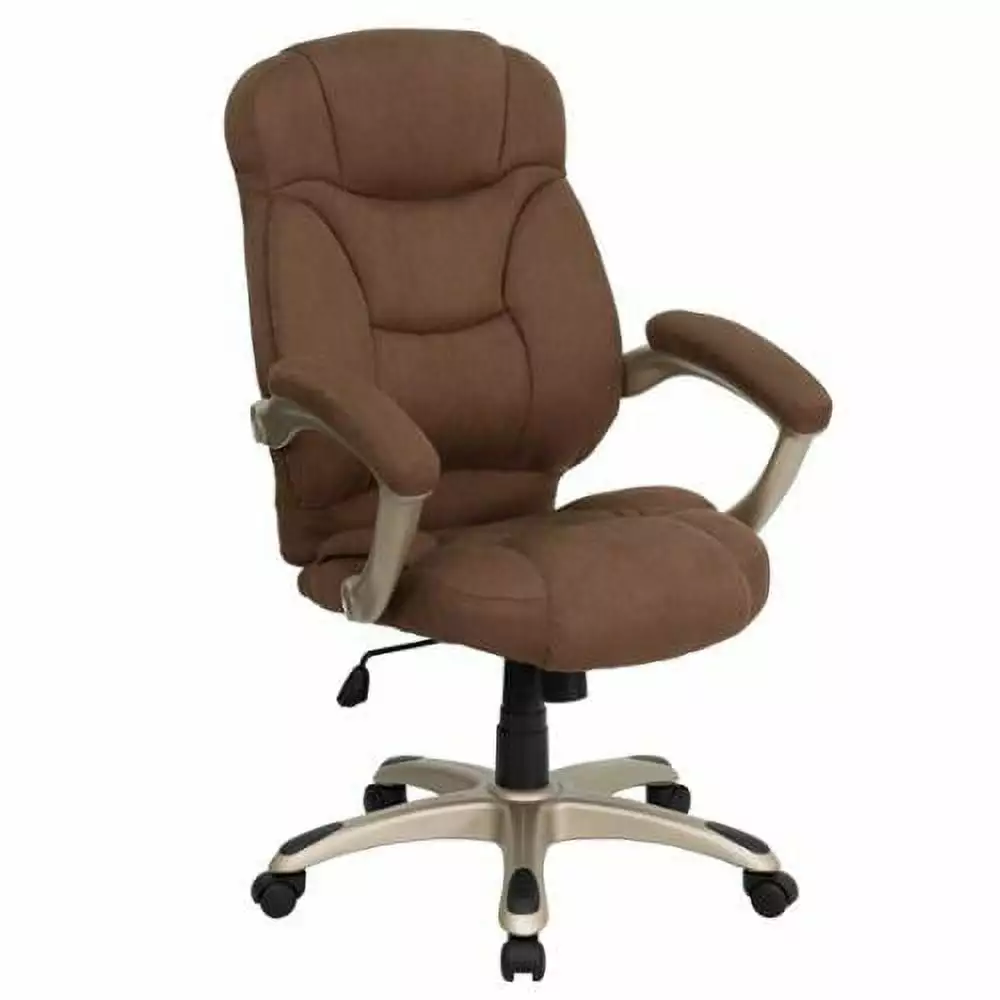 Line Furniture Malaga Executive Brown Microfiber Adjustable Swivel Office Chair Padded Arms - Comfortable Seating