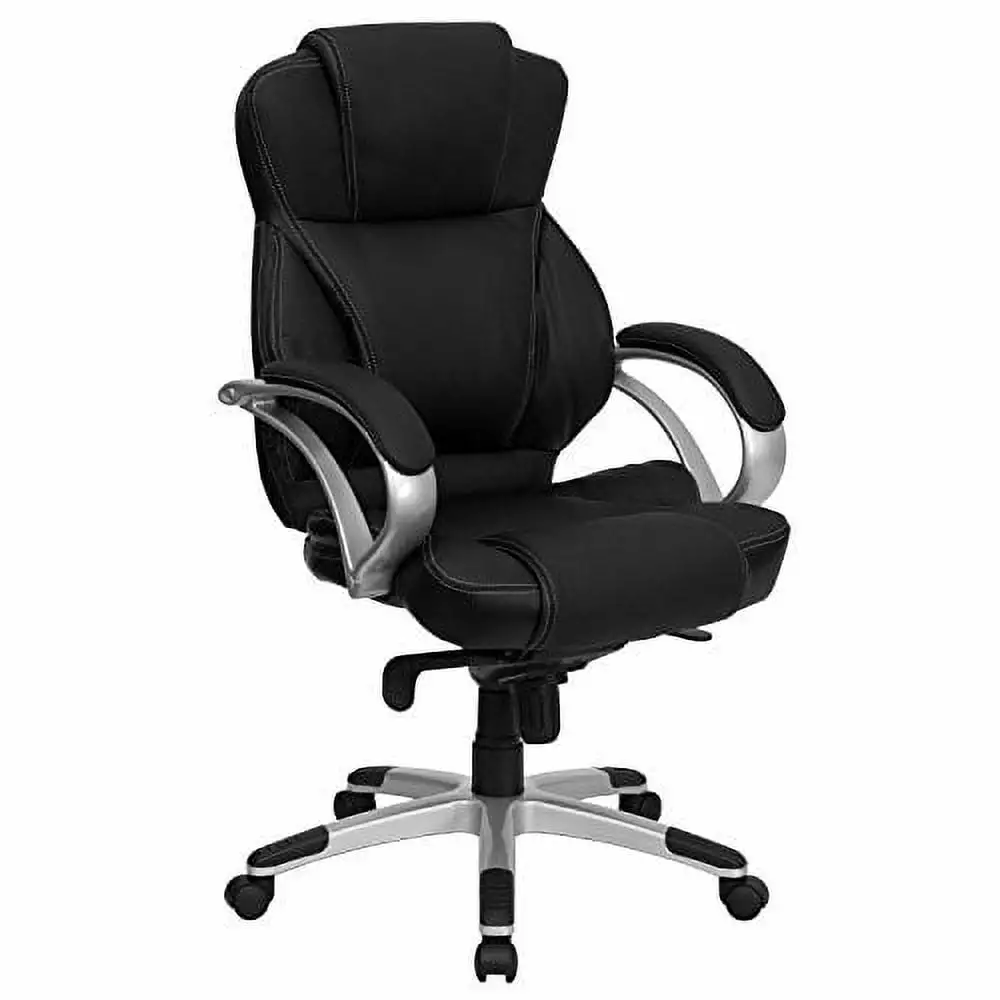 Line Furniture Tanya Black Leather Contemporary Executive Swivel Adjustable Office Chair