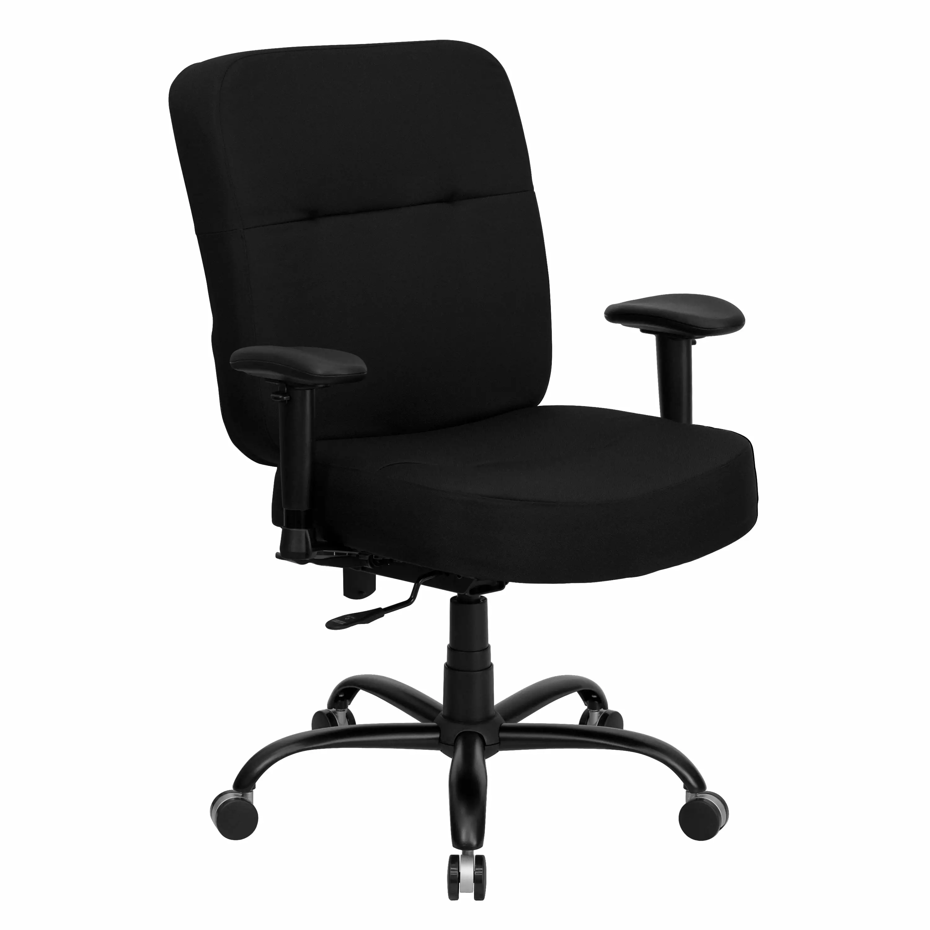 Line Furniture Tisar Big and Tall Black Fabric Executive Swivel Office Chair Extra Wide Seat and Adjustable Arms