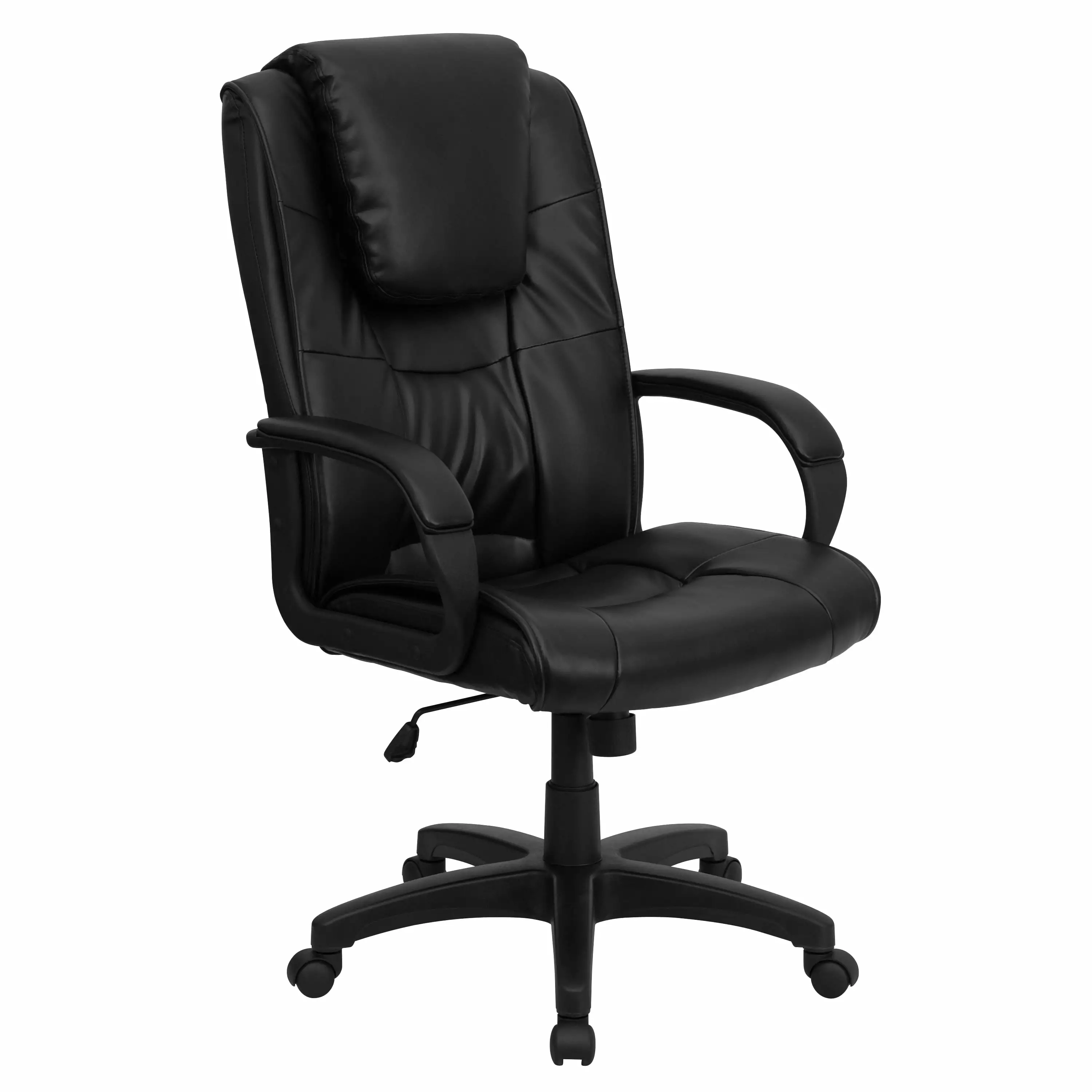Line Furniture Vinton Black Leather Executive Office Chair Headrest Cushion Adjustable Swivel