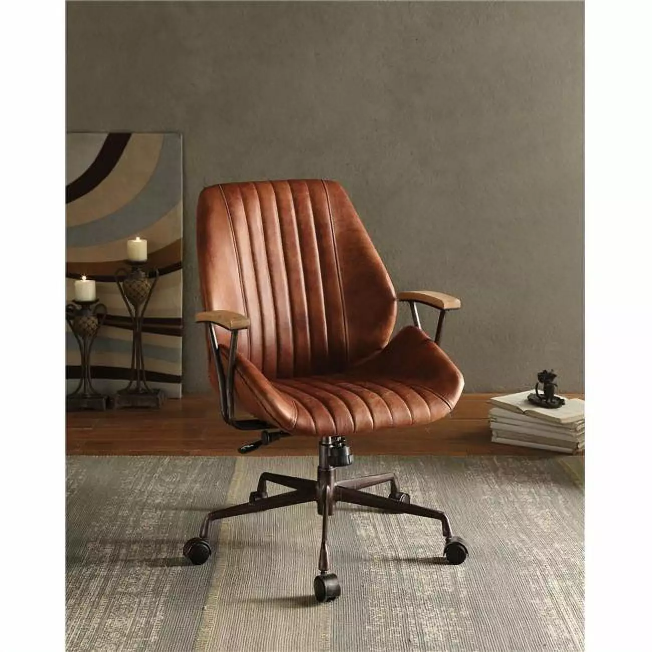 ACME Hamilton Executive Office Chair Cocoa Top Grain Leather 42 x 24 x 28 Inches