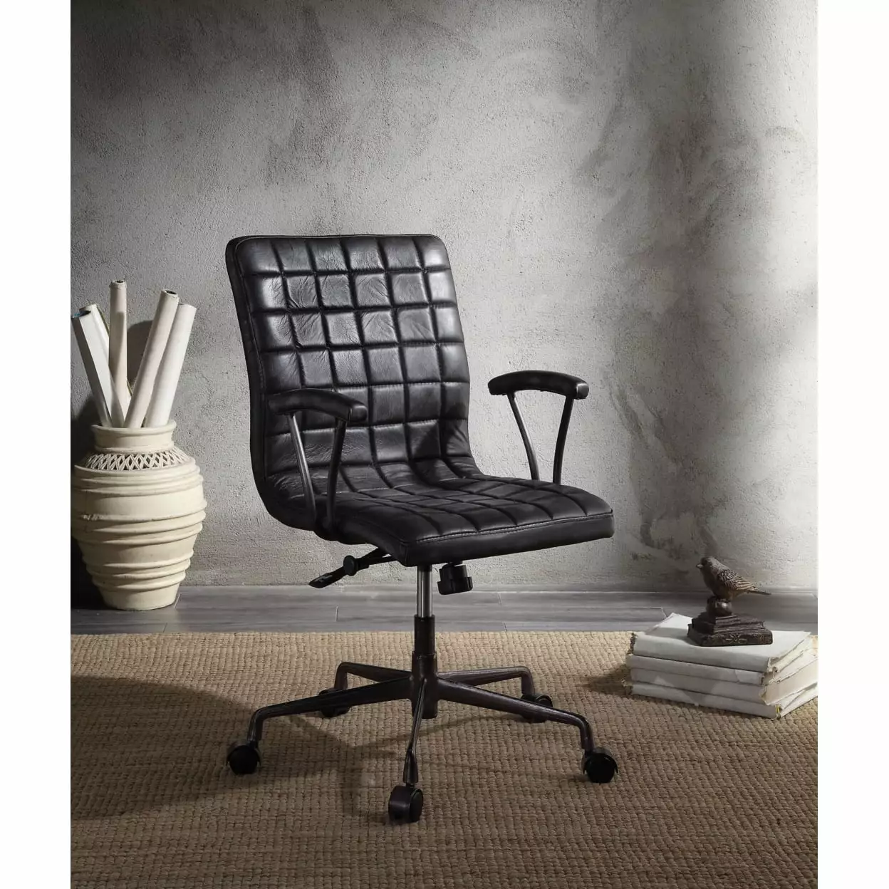 Barack Executive Office Chair Vintage Black and Aluminum Acme Furniture