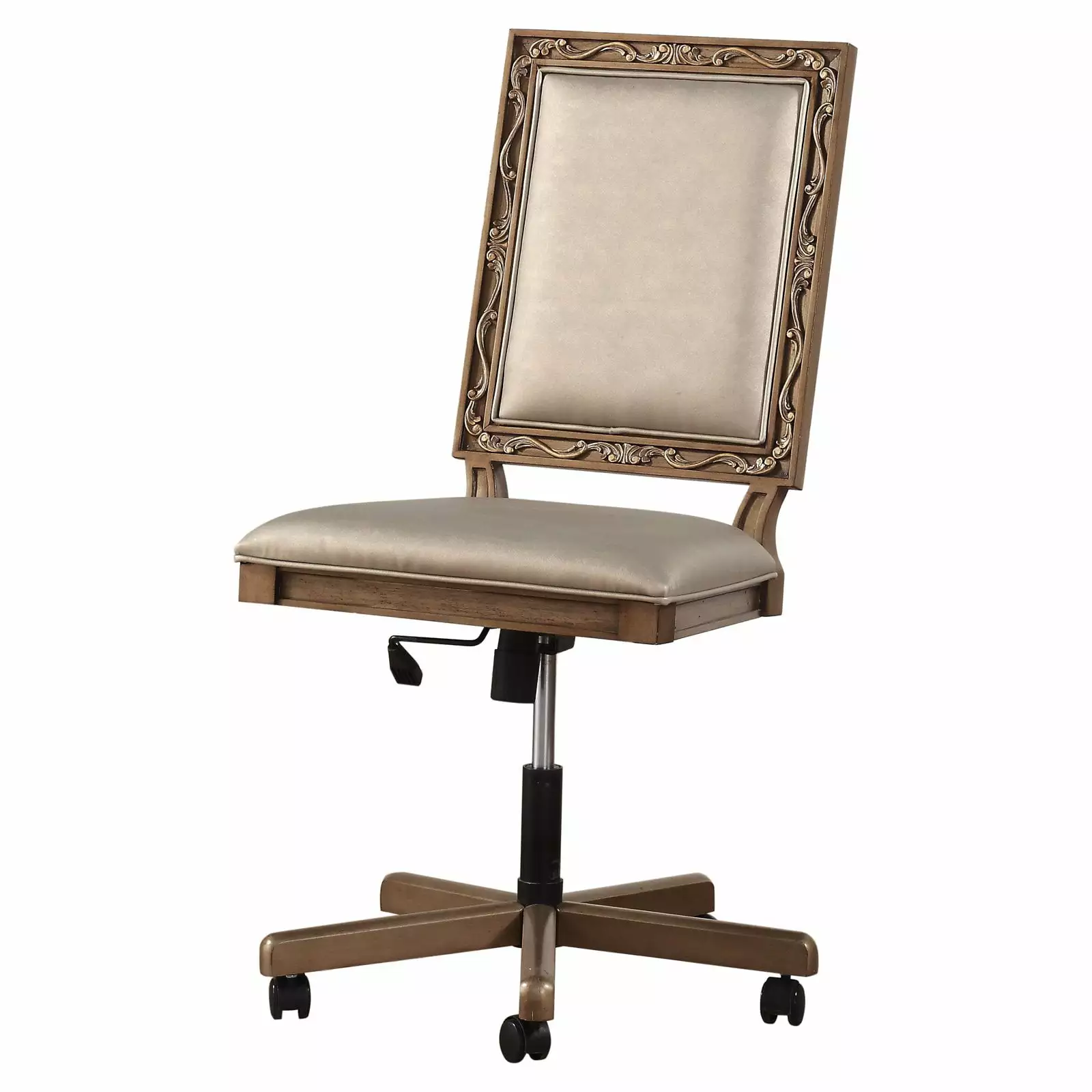 Wooden Executive Office Chair Leatherette Upholstered Seat and Back Brown and Beige - Saltoro Sherpi Acme Furniture