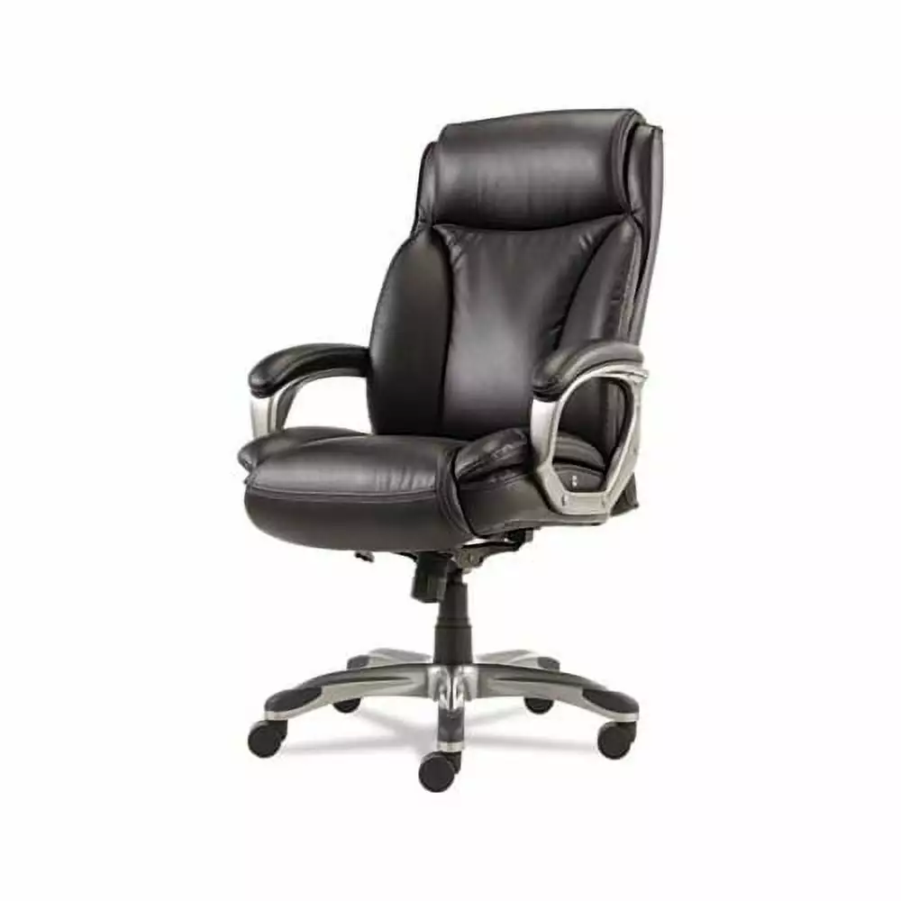 Veon Series Executive High-Back Leather Chair 275 lbs Capacity Black Seat Graphite Base Alera