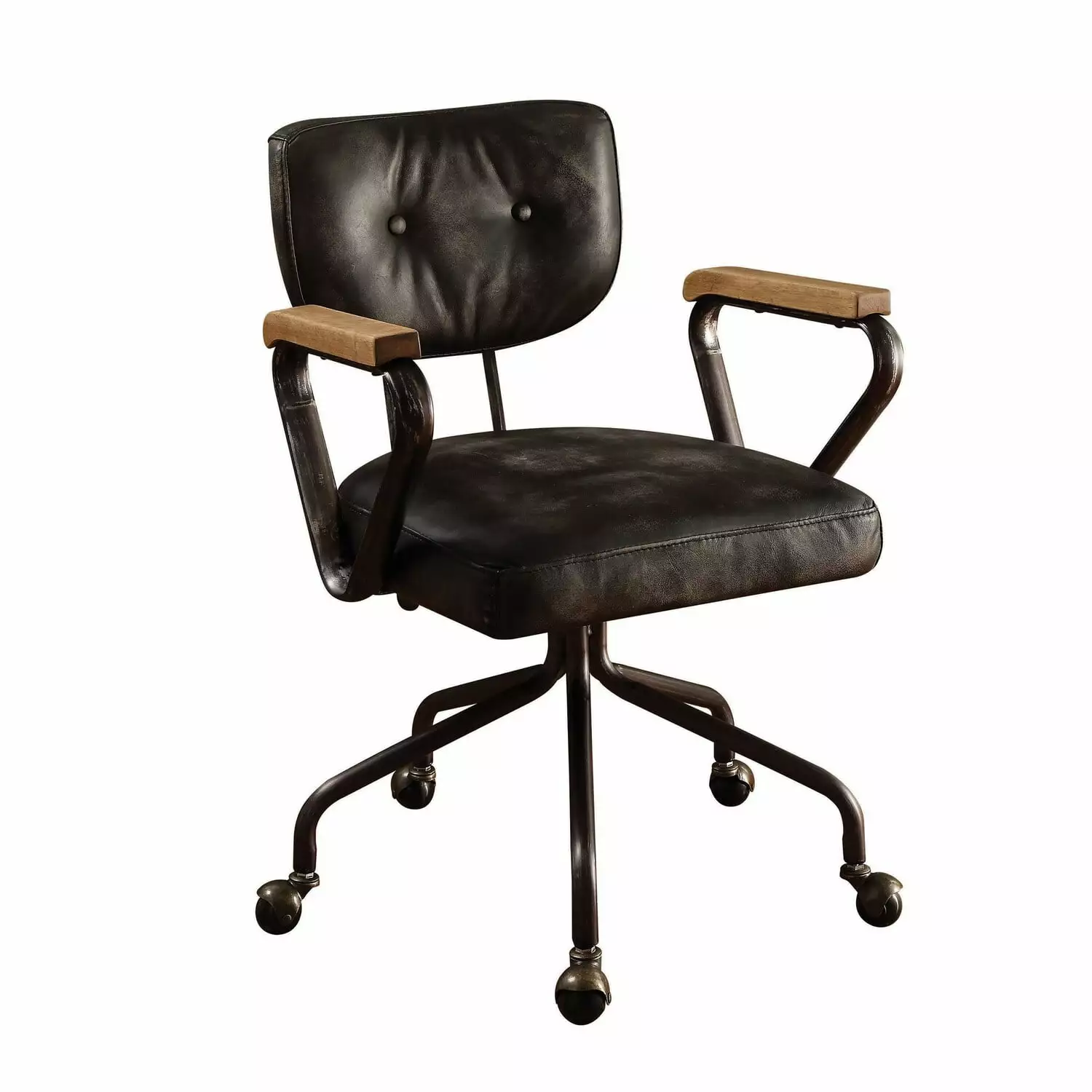 Benzara Metal & Leather Executive Office Chair - Black Benjara