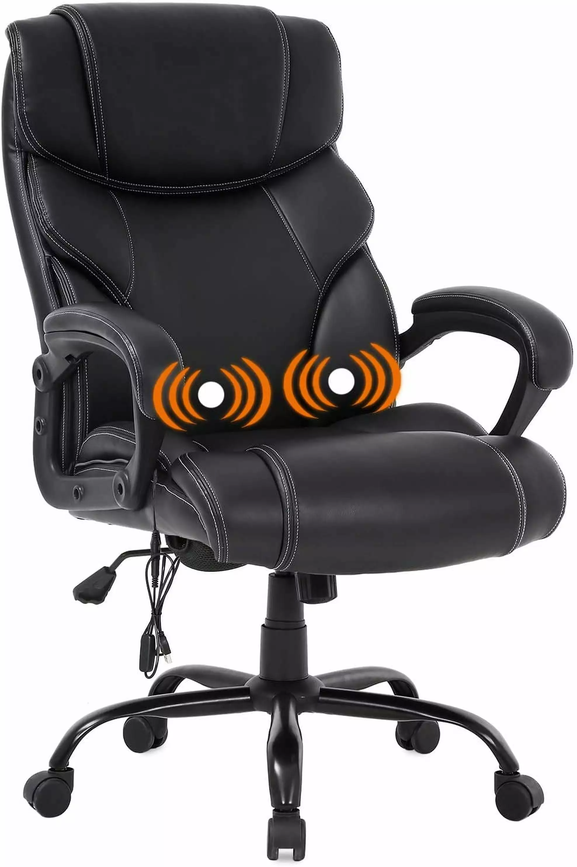 BestOffice Executive Chair Lumbar Support - 400 lb Capacity Swivel Office Chair Black