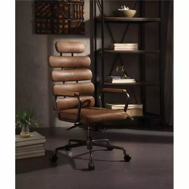 Calan Executive Office Chair Retro Brown Top Grain Leather 42x22x27 Inches Betterbeds