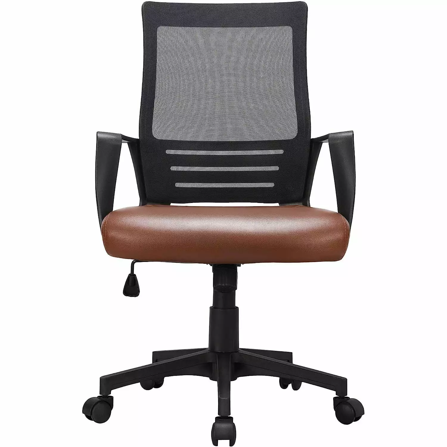 Brown Ergonomic Mesh Back Leather Seat Office Chair Lumbar Support Executive Computer Task Chair Bilot