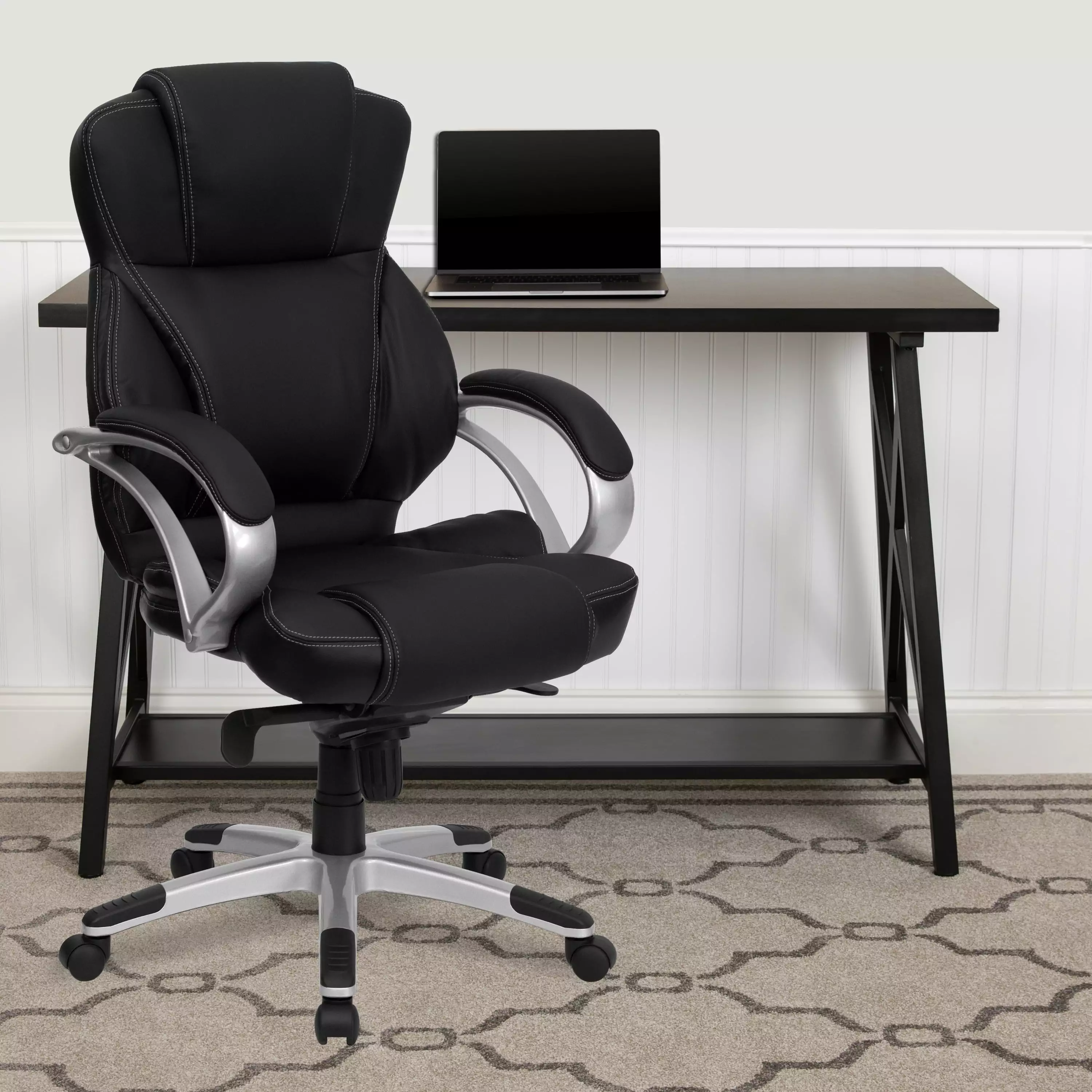 BizChair High Back Black LeatherSoft Executive Swivel Ergonomic Office Chair