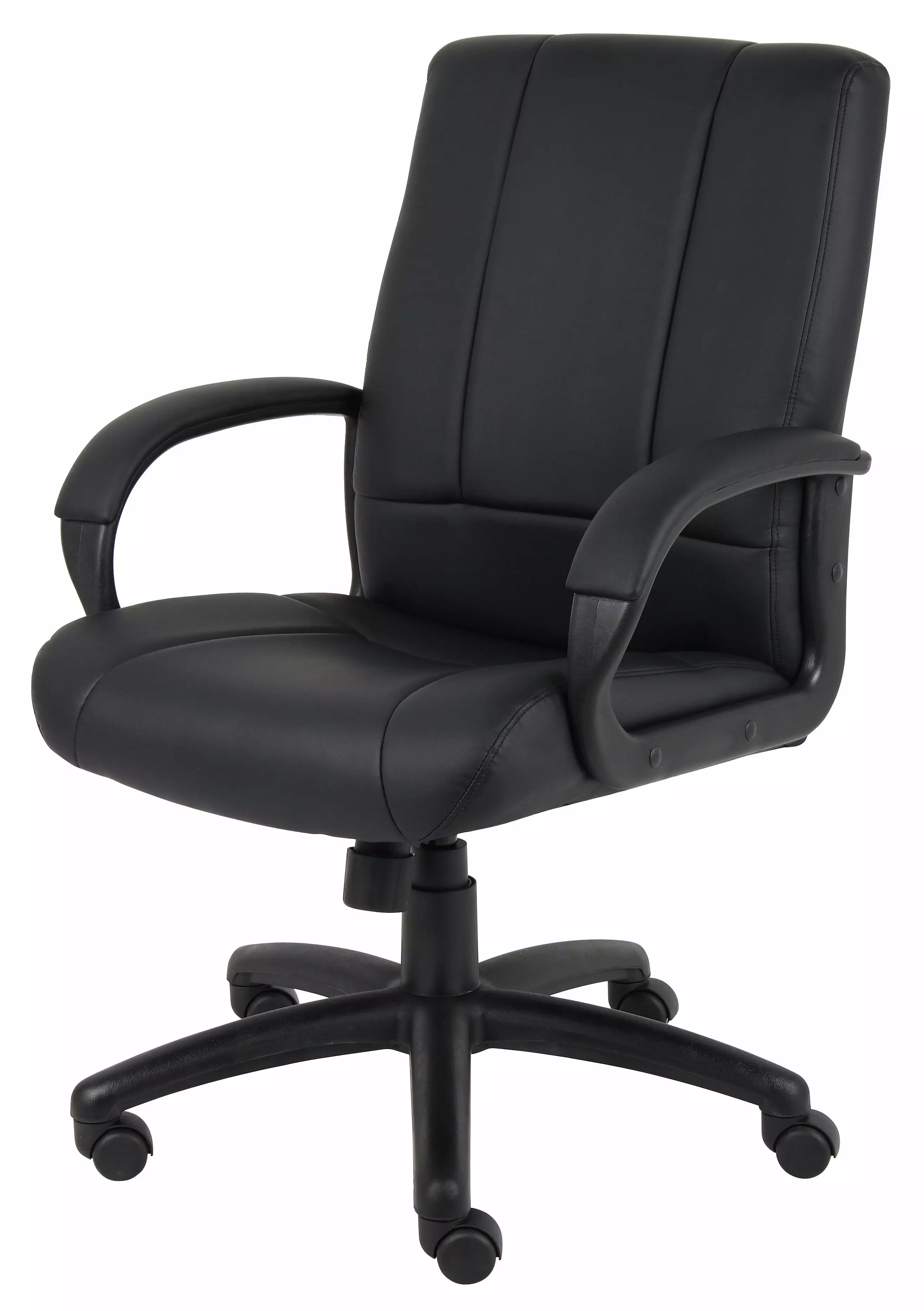 Boss Office Products Black Mid-back Leather Executive Chair